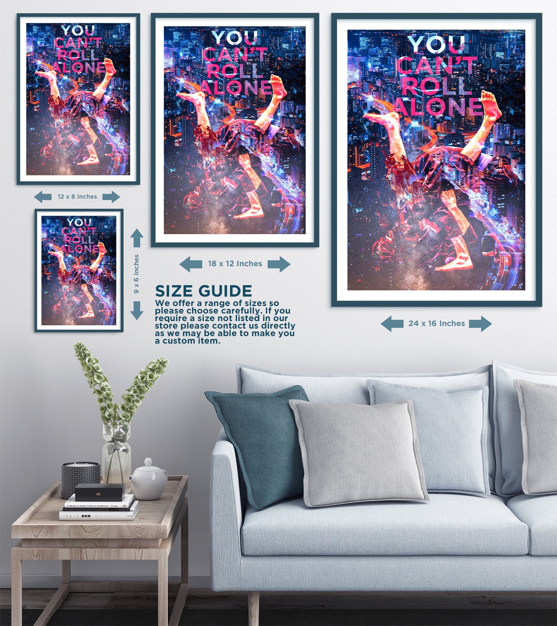 Set of Three Inspirational Jiu-Jitsu Prints - Roll Until You Die, Just Train, Stay Humble - Wall Art for Martial Arts Enthusiasts 3 BJJ MMA