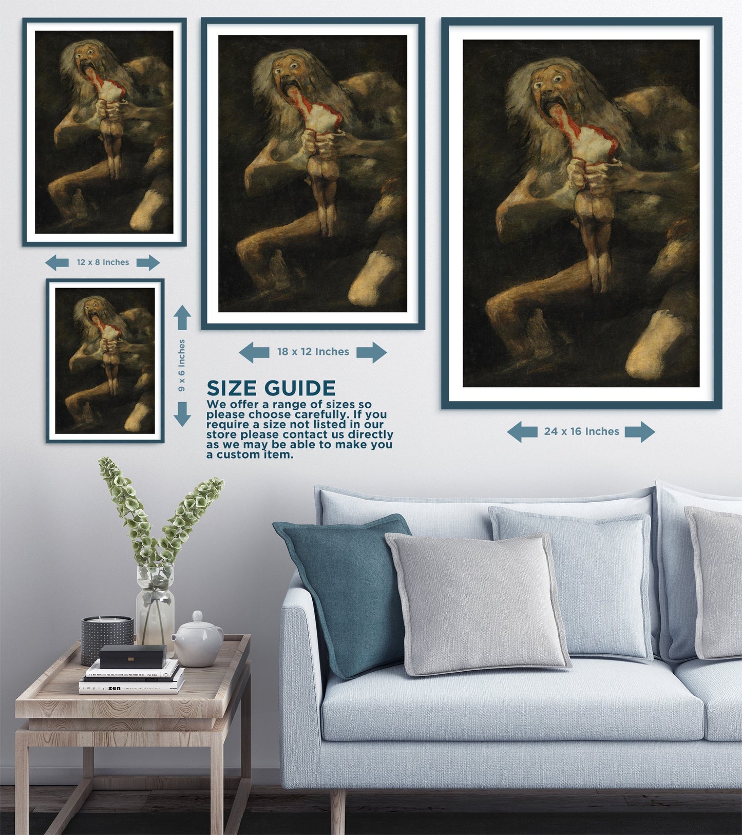 Set of Three Francisco Goya Prints - 3 Paintings - Photo Poster Wall Art Gift Giclée Museum Quality Saturn Devouring his Son Witches Flight