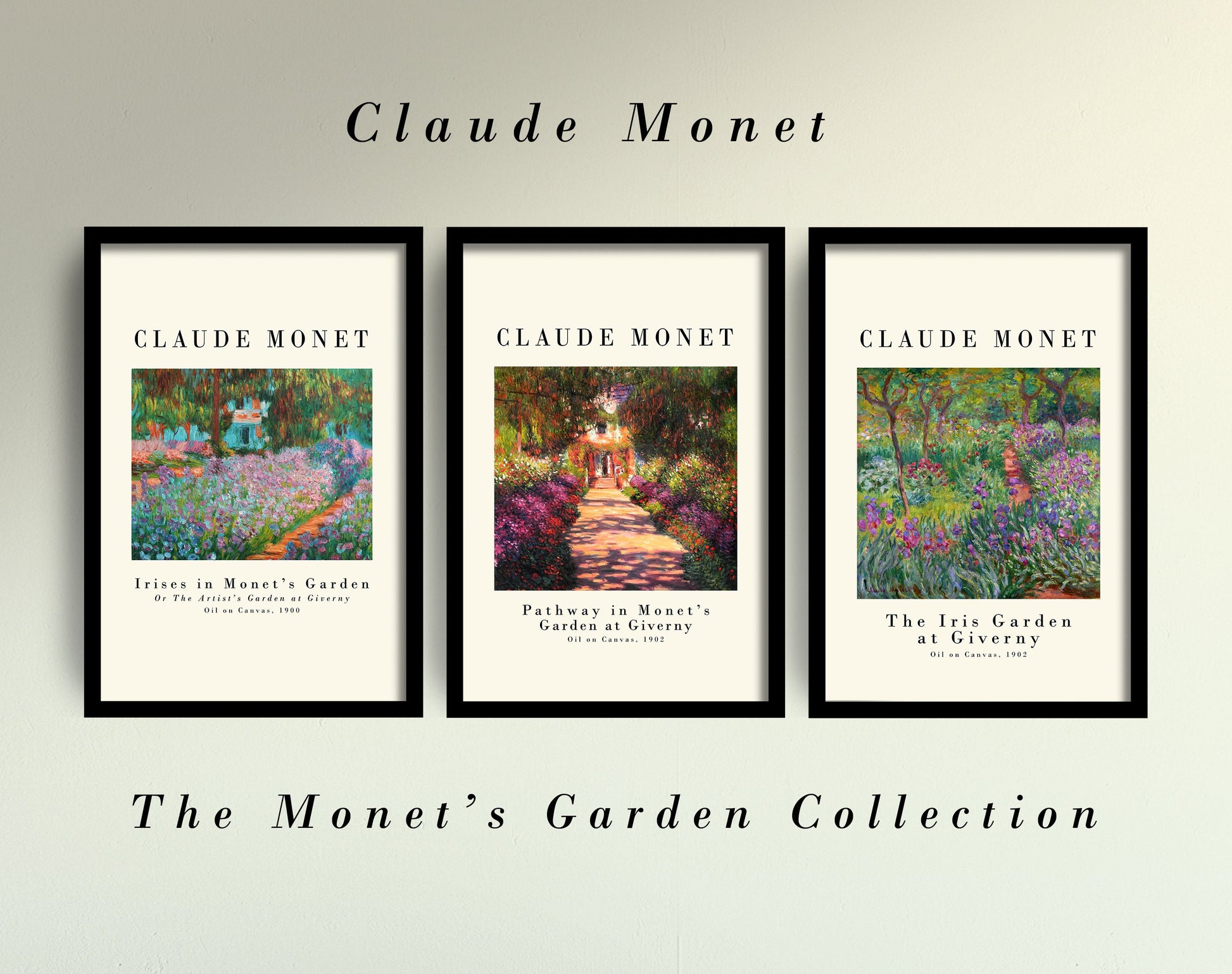 Set of Three Claude Monet Prints - The Monet's Garden Collection - 3 Paintings - Photo Poster Wall Art Gift Giclée Museum Quality Giverny