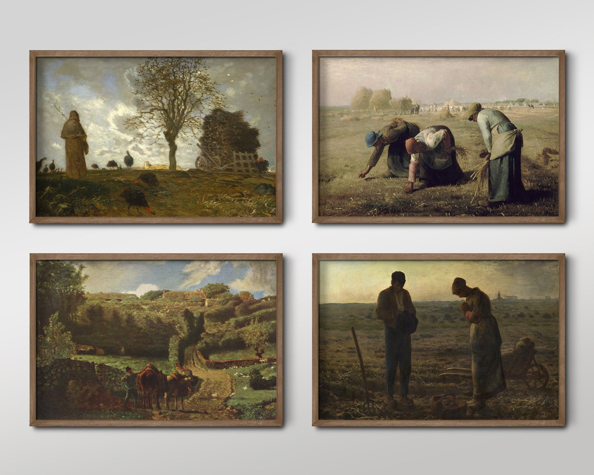 Set of Four Jean-Francois Millet Prints - 4 Classic Paintings - Photo Poster Wall Art Gift Giclée Museum Quality - The Angelus, The Gleaners