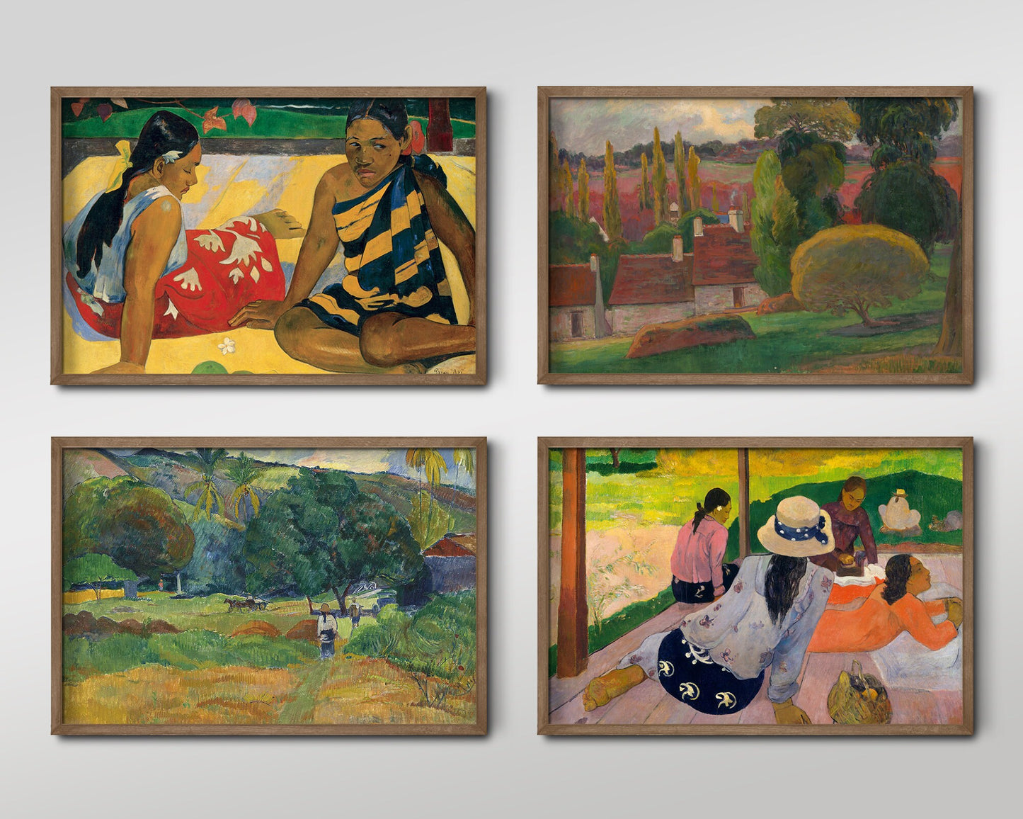 Set of Four Paul Gauguin Prints - 4 Classic Paintings - Photo Poster Wall Art Gift Giclée Museum Quality - When Will She Marry Green Tones