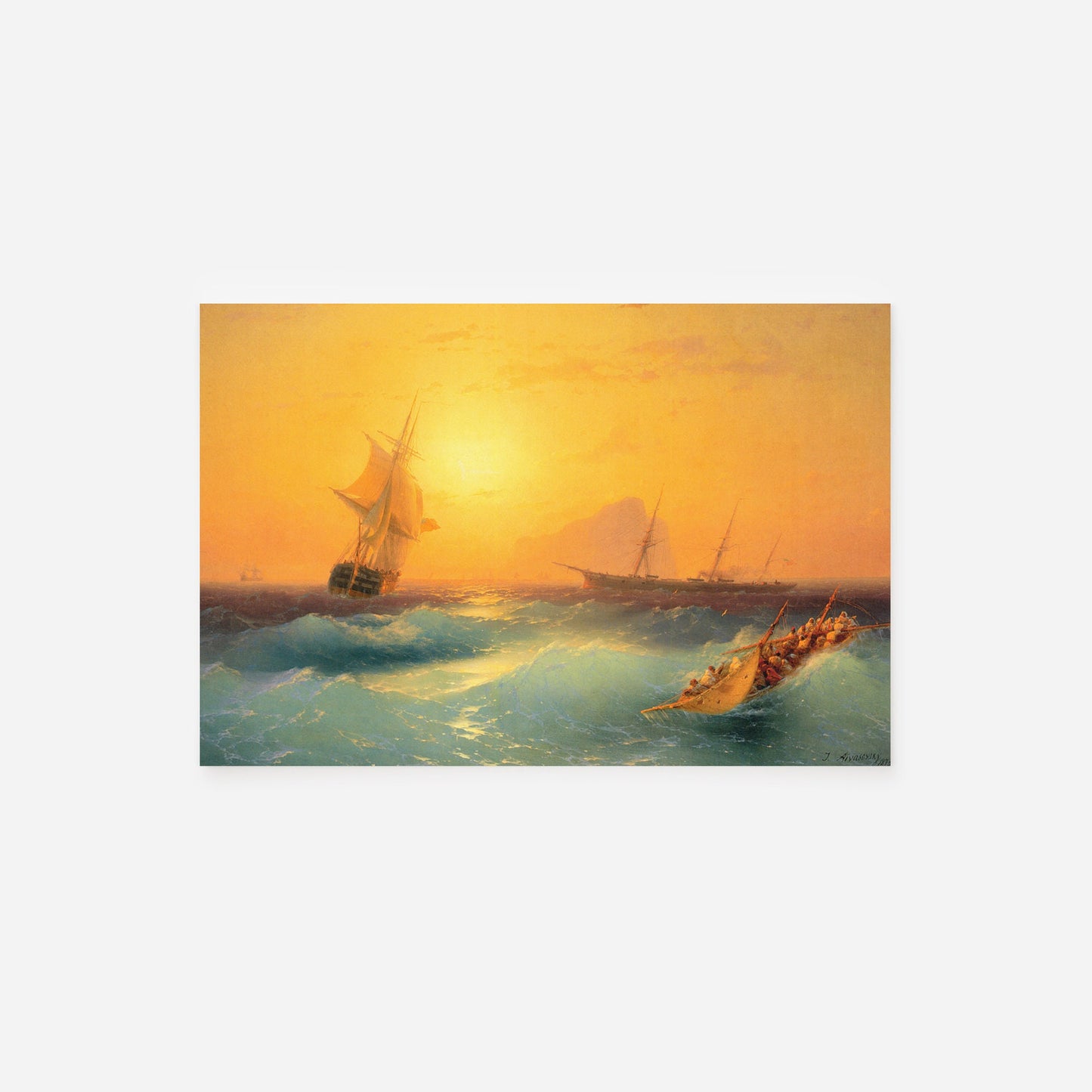 Set of Four Ivan Aivanzovsky Prints - 4 Classic Paintings - Photo Poster Wall Art Gift Giclée Museum Quality - Golden Tones Ocean Sea Boats