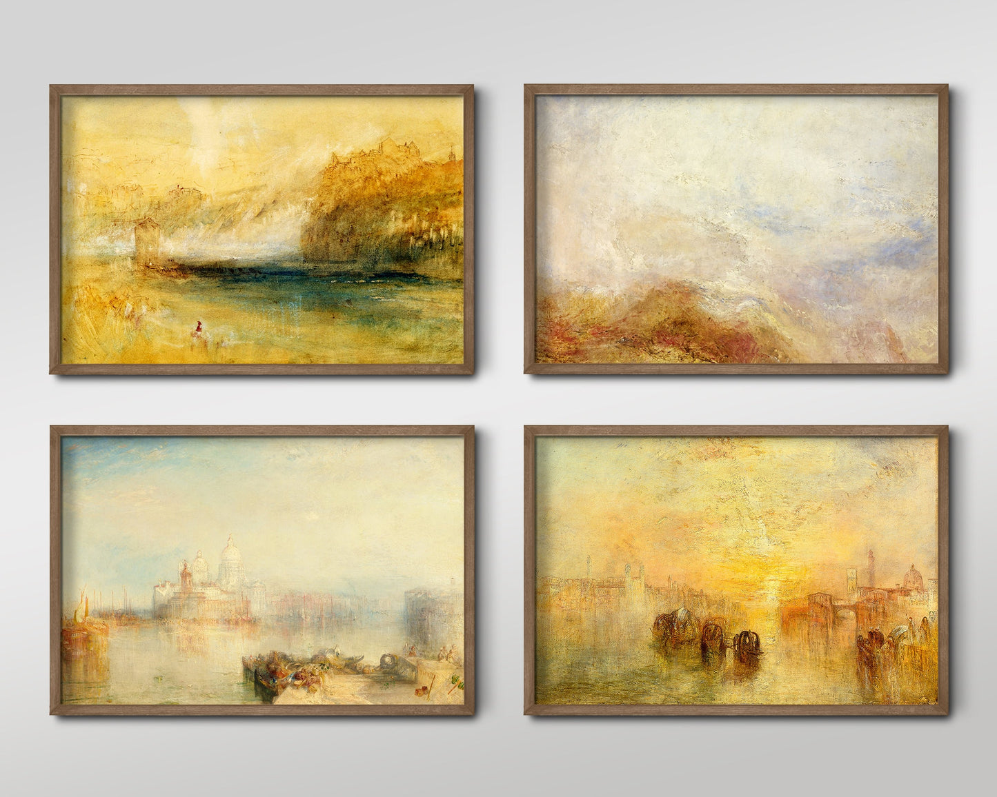 Set of Four William Turner Prints - 4 Classic Paintings - Photo Poster Wall Art Gift Giclée Museum Quality - JMW Sand Tones, Golden, Orange