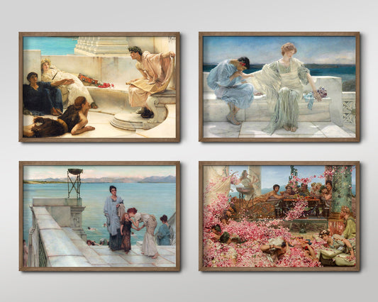 Set of Four Lawrence Alma Tadema Prints - 4 Classic Paintings - Photo Poster Wall Art Gift Giclée Museum Quality - Roses of Heliogabalus