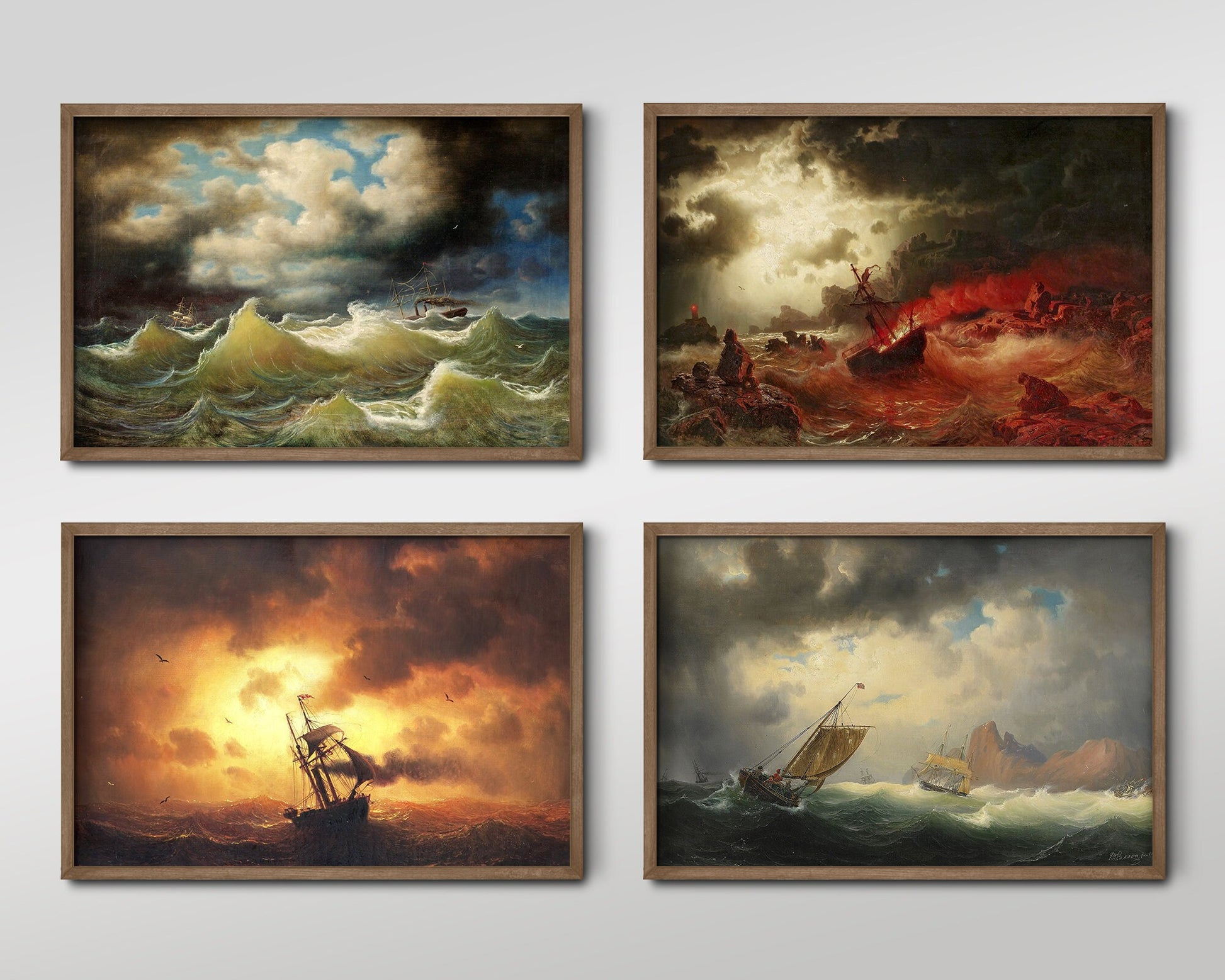 Set of Four Marcus Larson Prints - 4 Classic Paintings - Photo Poster Wall Art Gift Giclée Museum Quality - Swedish Seascapes Blue Tones