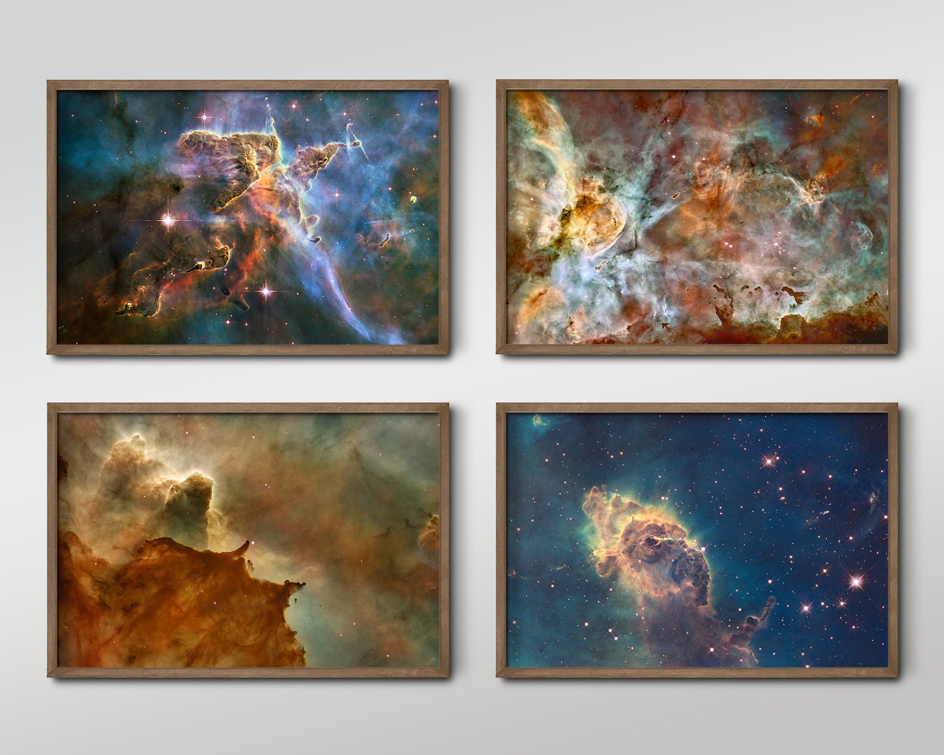 Set of Four Carina Nebula Prints - 4 Classic Photographs - Photo Poster Wall Art Gift Giclée Museum Quality - Astronomy Stars Space Light