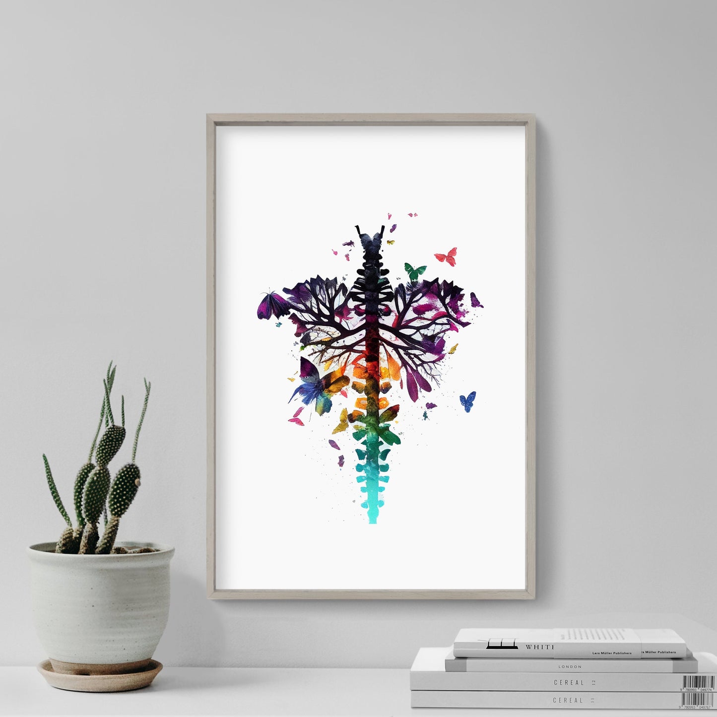 Set of Three Spine with Butterflies Prints - 3 Art Paintings Poster Photo Wall Gift Museum Giclée - Human Bones, Physiotherapy, Rehab, Bones