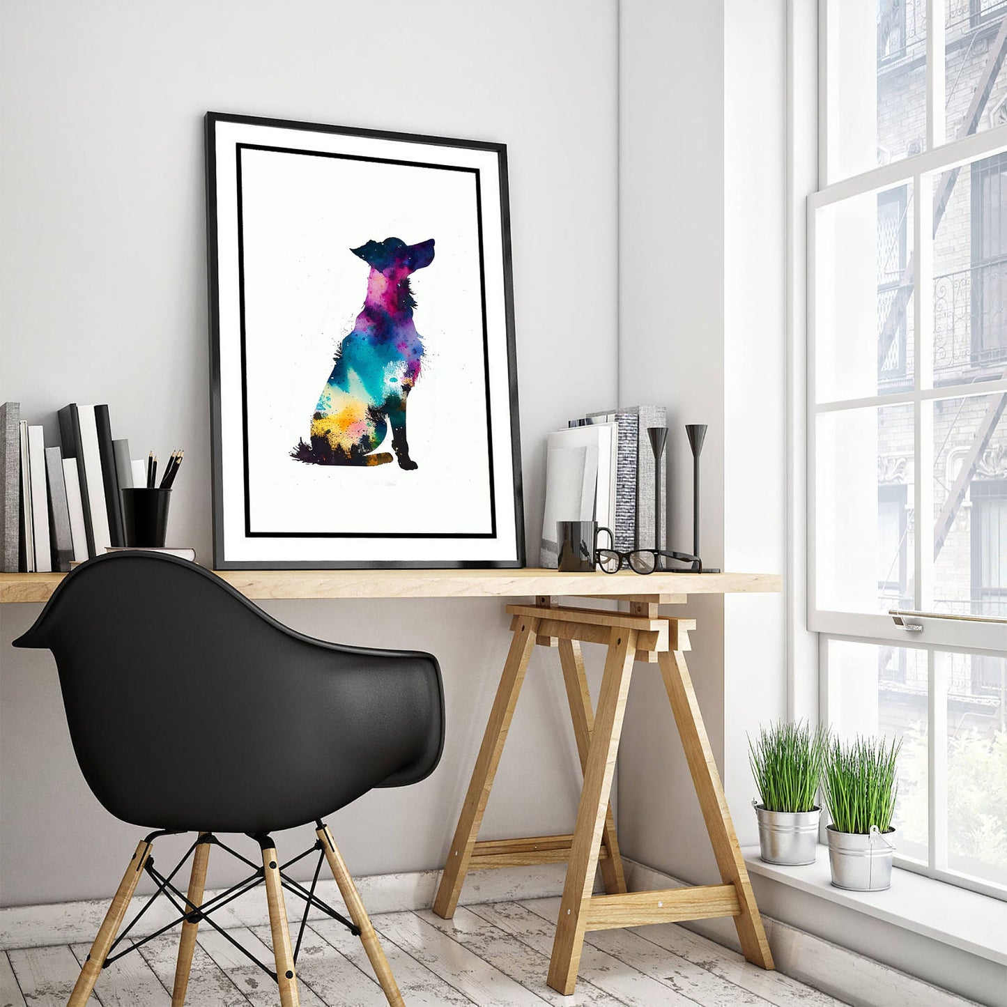 Set of Three Dog Watercolour Prints - 3 Art Paintings Poster Photo Wall Gift Museum Giclée - French Bulldog, Hungarian Vizsla, Floppy Ear