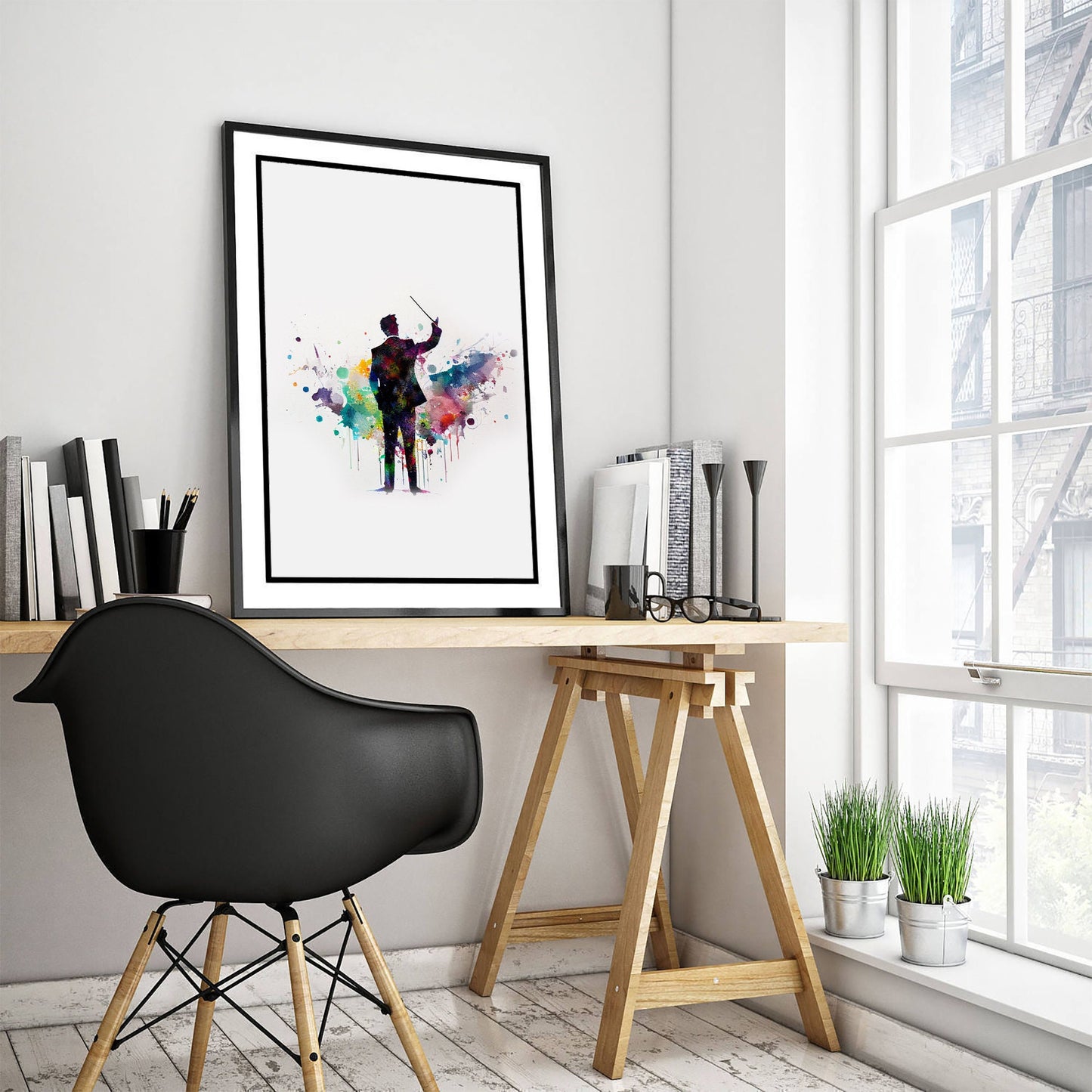 Set of Three Music Watercolour Prints - 3 Art Paintings Poster Photo Wall Gift Museum Giclée - Composer, Notes, Double Clef, Music Room