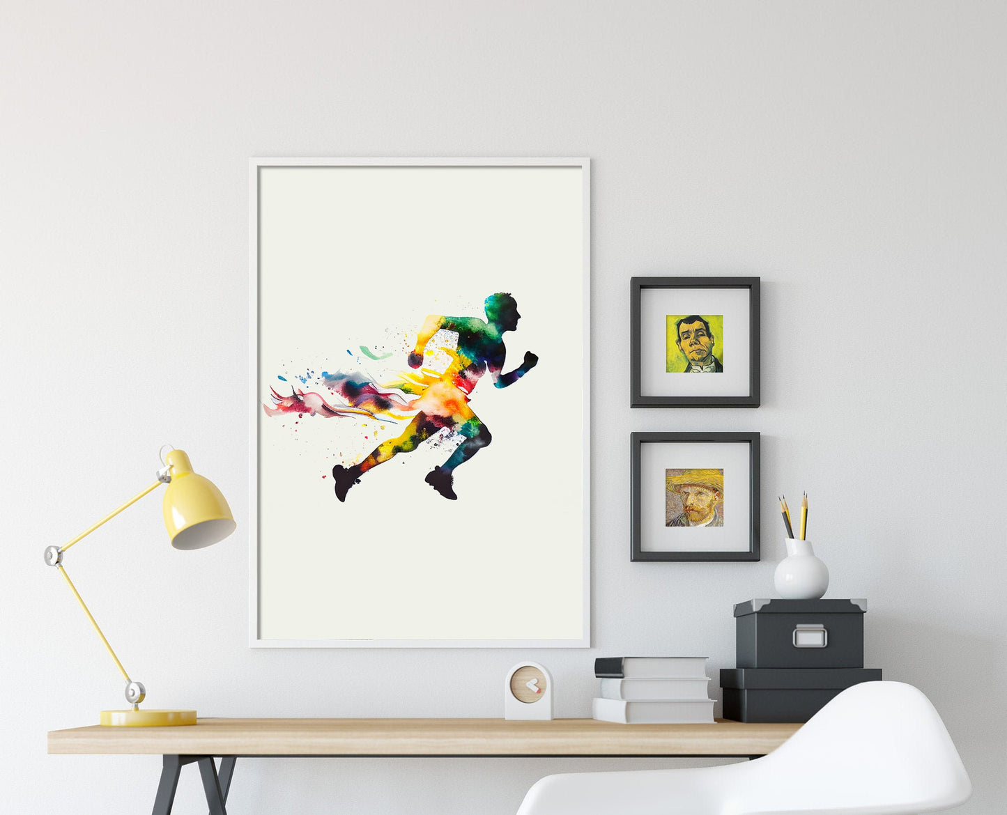 Set of Three Sprinting Watercolour Prints - 3 Art Paintings Poster Photo Wall Museum Giclée - Running, Jogging, Female Runner, Girl, Women