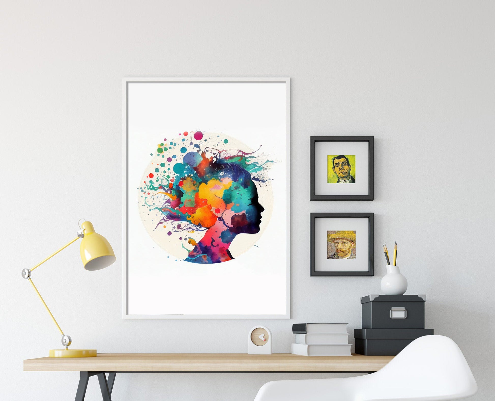 Set of Three Psychology Watercolour Prints - 3 Art Paintings Poster Photo Wall Gift Museum Giclée - Brain, Tree, Heart, Microbiology, Head