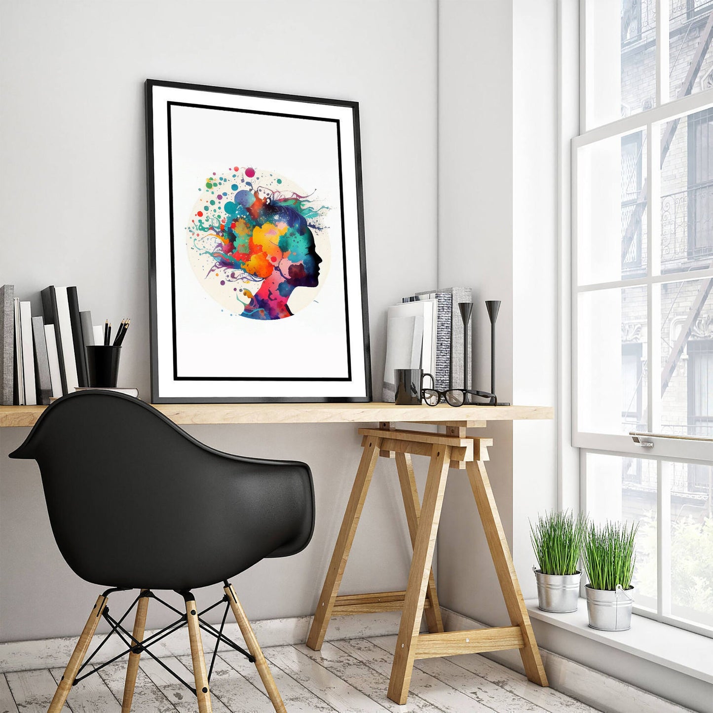 Set of Three Psychology Watercolour Prints - 3 Art Paintings Poster Photo Wall Gift Museum Giclée - Brain, Tree, Heart, Microbiology, Head