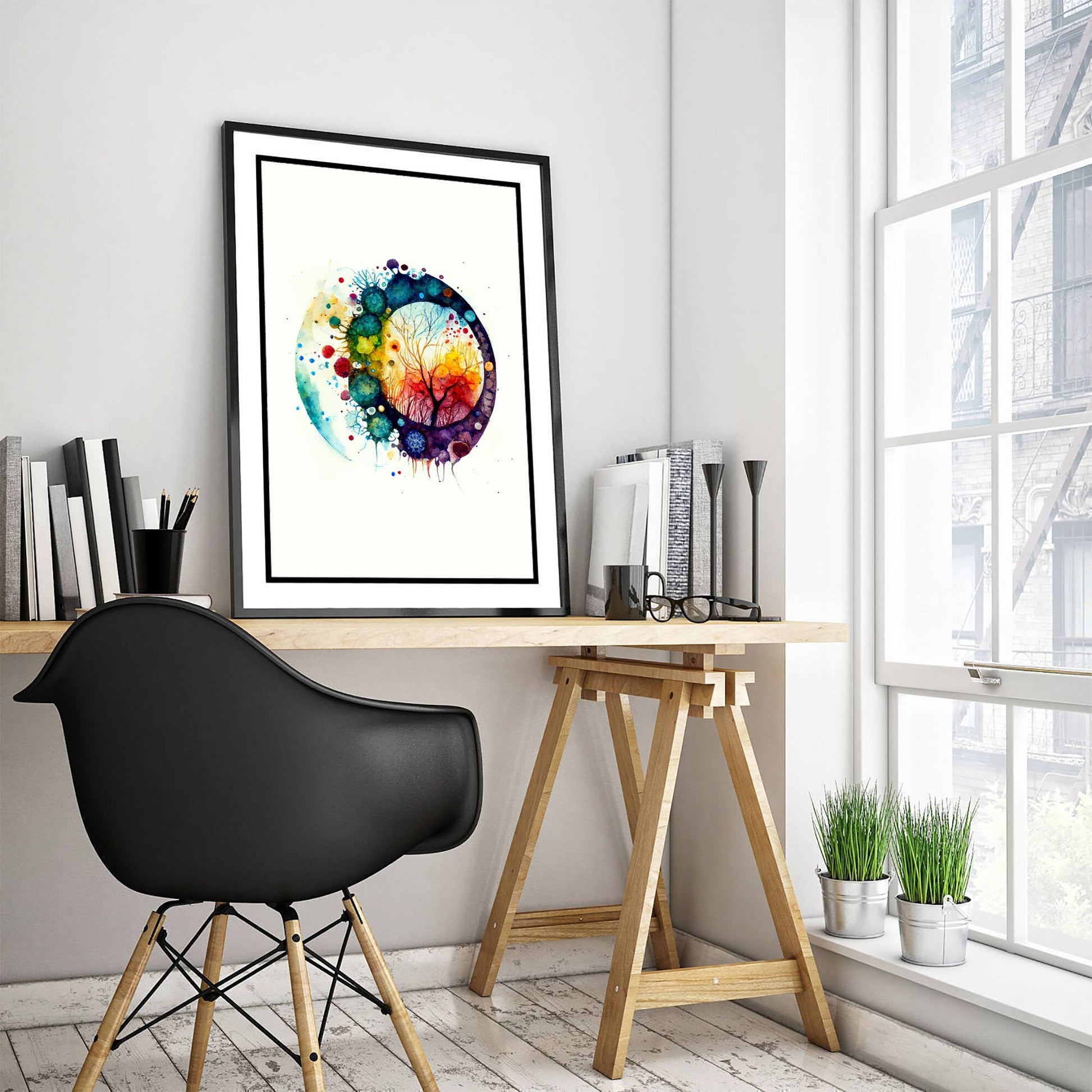 Set of Three Psychology Watercolour Prints - 3 Art Paintings Poster Photo Wall Gift Museum Giclée - Brain, Tree, Heart, Microbiology, Head