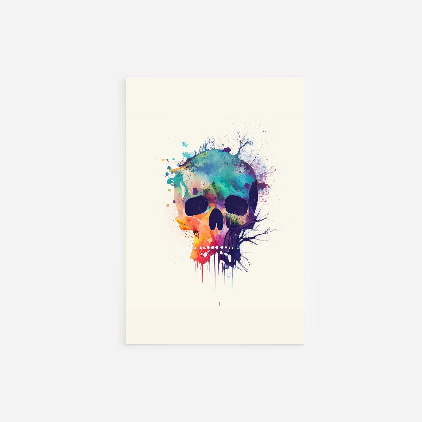 Set of Three Skull Watercolour Prints - 3 Art Paintings Poster Photo Wall Gift Museum Giclée - Halloween Human Head, Cranium Bone Abstract