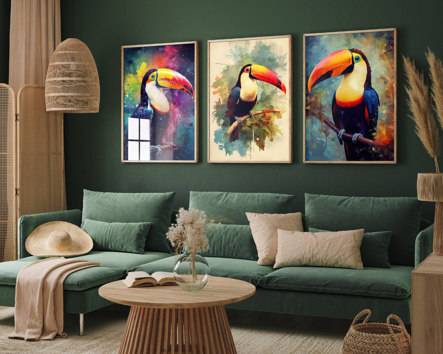 Set of Three Toucan Art Prints - 3 African Safari Wildlife Paintings - Photo Poster Wall Art Gift Giclée Museum Décor Animal Artwork