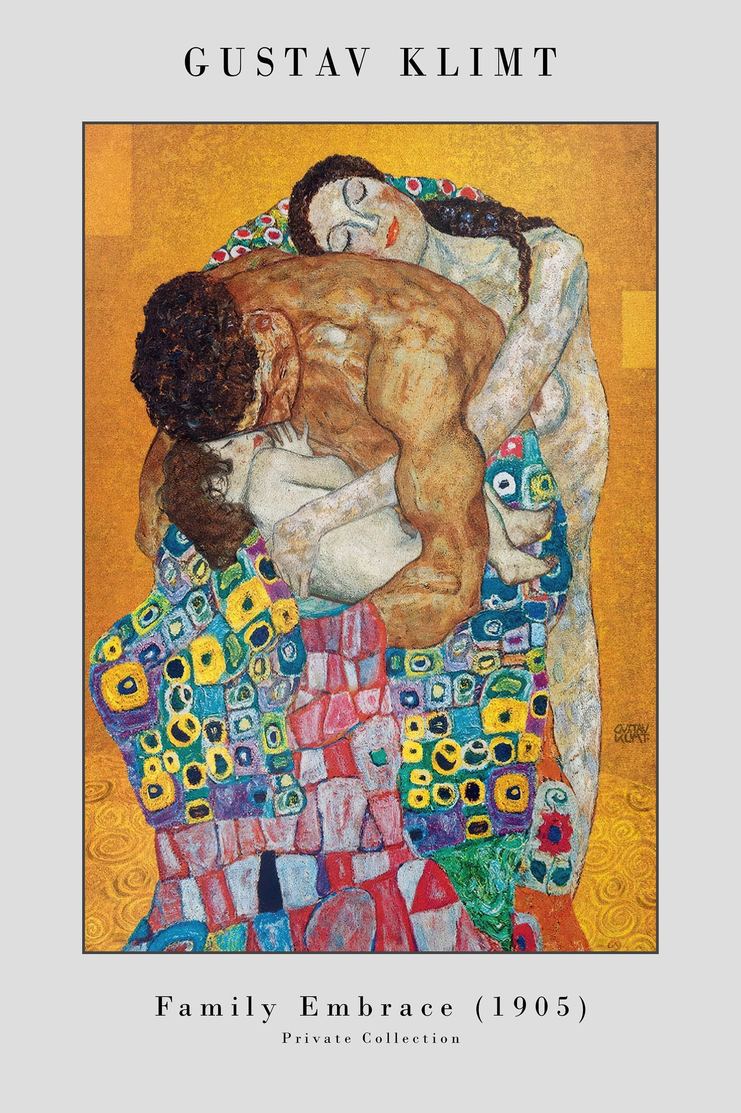 Set of Three Gustav Klimt Prints - The Family Collection - 3 Paintings Photo Poster Wall Art Gift Giclée Museum Quality - The Embrace Kiss