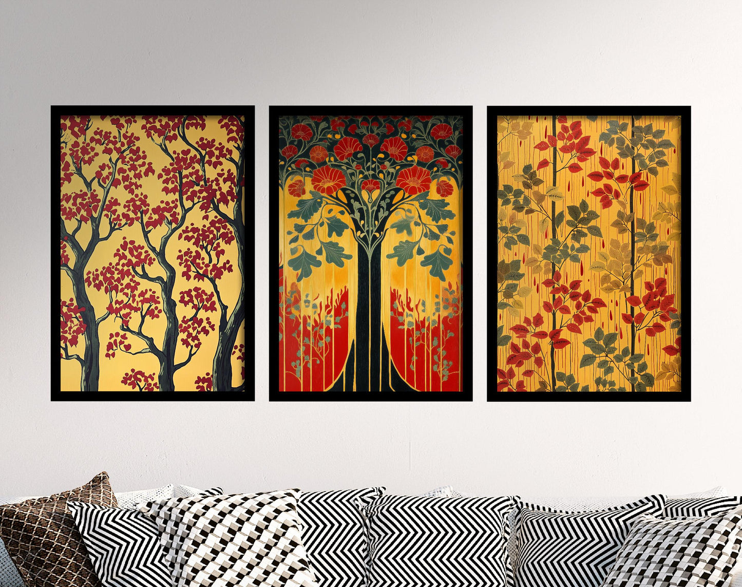 Scottish Book of the Woodlands #1 - Set of Three Paintings - 3 Forest Art Prints - Poster Wall Gift Giclée Nature, Plant Décor Trees