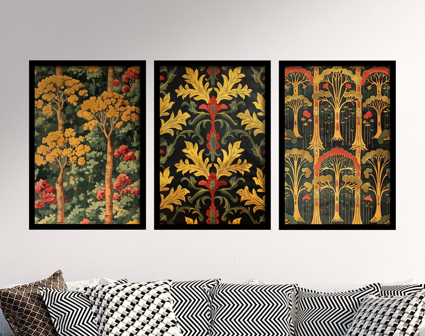 Scottish Book of the Woodlands #2 - Set of Three Paintings - 3 Forest Art Prints - Poster Wall Gift Giclée Nature, Plant Décor Trees