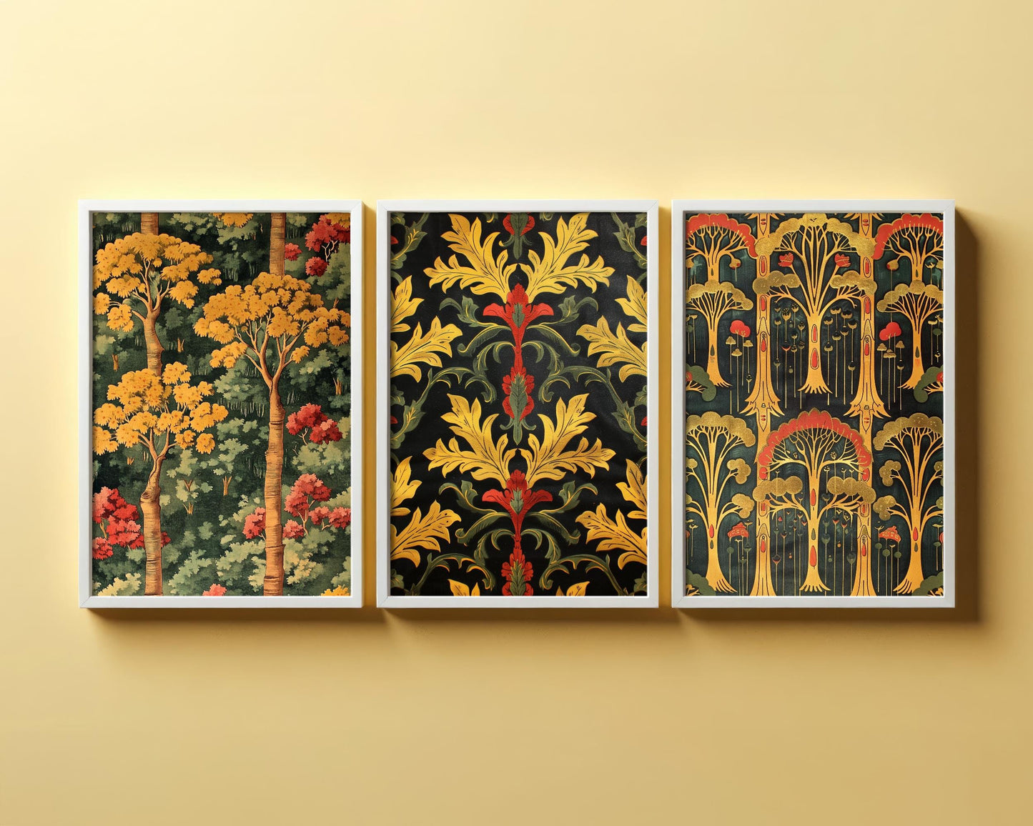 Scottish Book of the Woodlands #2 - Set of Three Paintings - 3 Forest Art Prints - Poster Wall Gift Giclée Nature, Plant Décor Trees