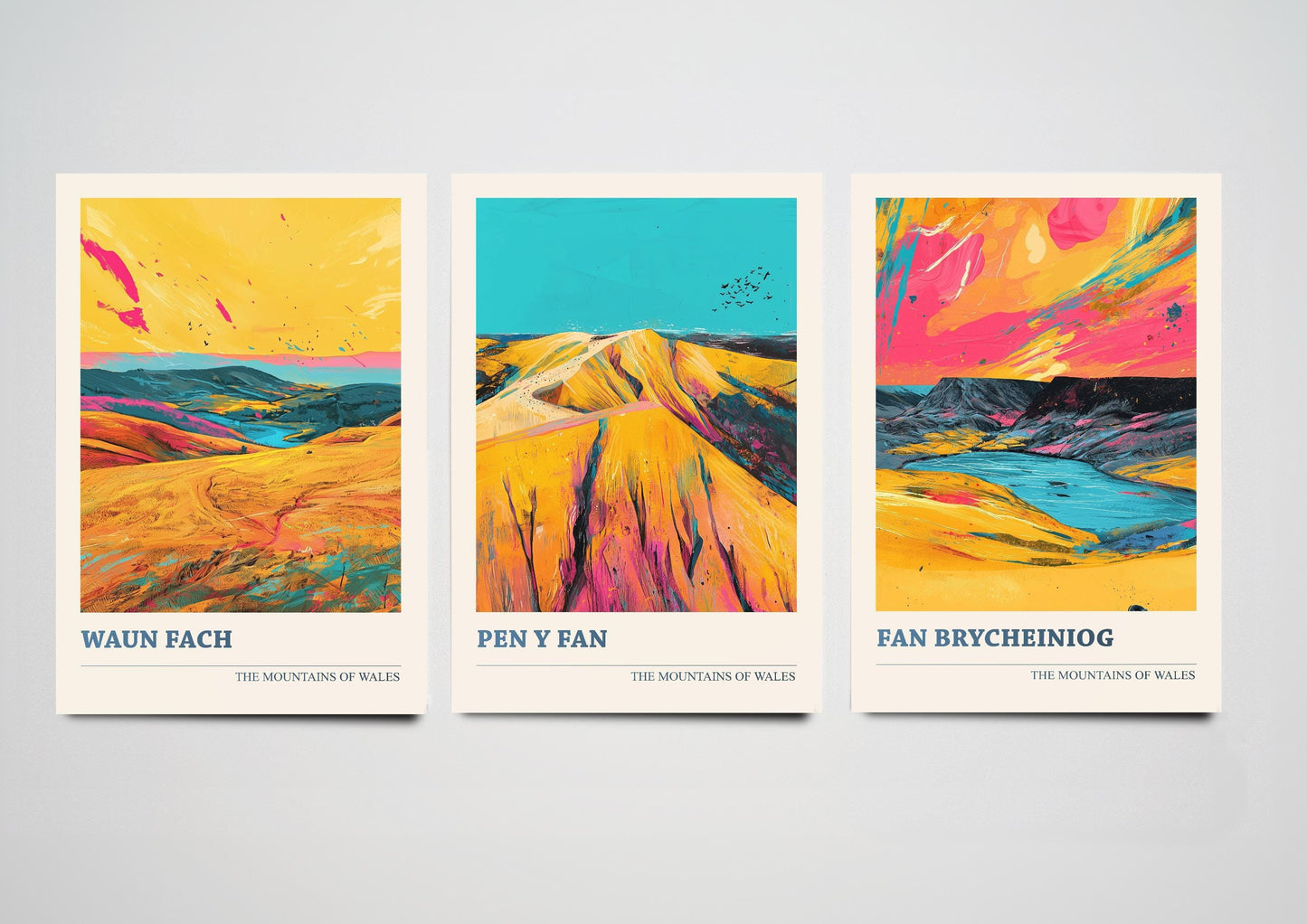 The Pen y Fan Collection V2 - Set of Three Welsh Mountain Art Prints - Waun Fach, Fan Brycheiniog Posters - 3 Photo Painting Illustration