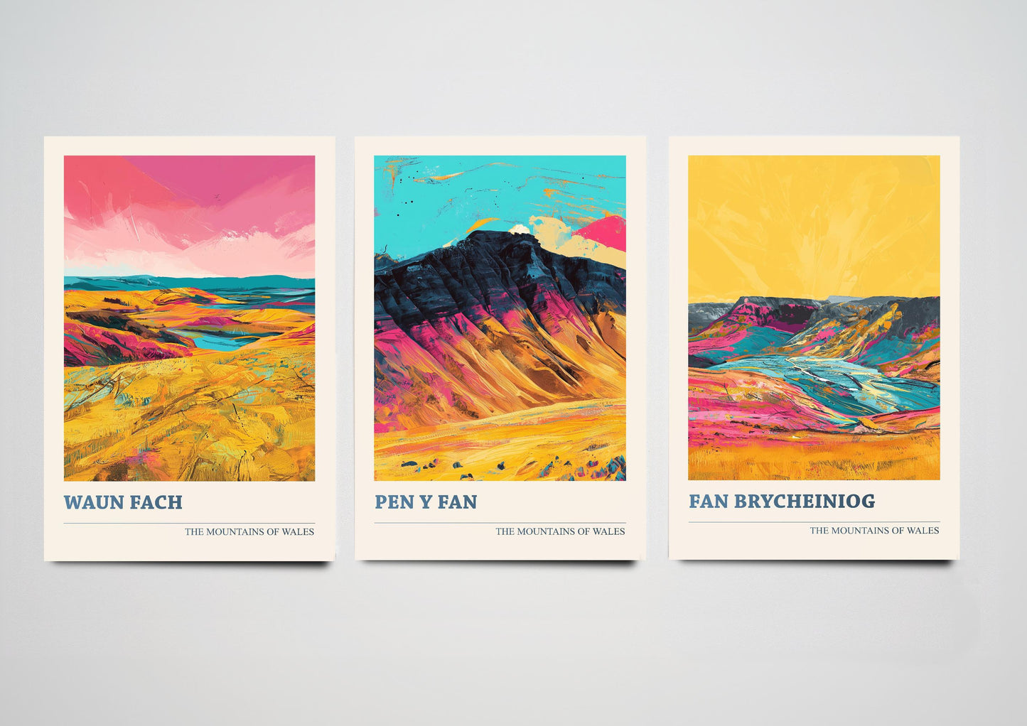 The Pen y Fan Collection V1 - Set of Three Welsh Mountain Art Prints - Waun Fach, Fan Brycheiniog Posters - 3 Photo Painting Illustration