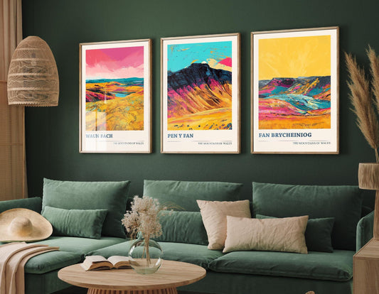 The Pen y Fan Collection V1 - Set of Three Welsh Mountain Art Prints - Waun Fach, Fan Brycheiniog Posters - 3 Photo Painting Illustration