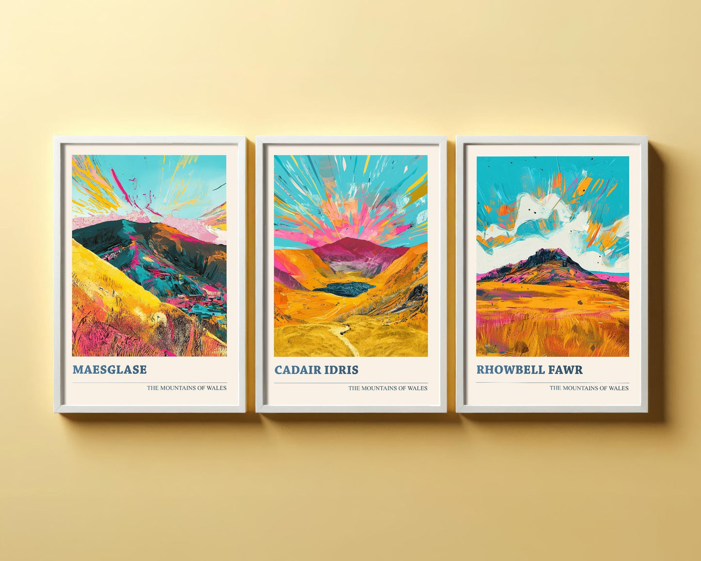 The Cadair Idris Collection V2 - Set of Three Welsh Mountain Art Prints - Maeglase, Rhowbell Fawr Posters - 3 Photo Painting Illustration