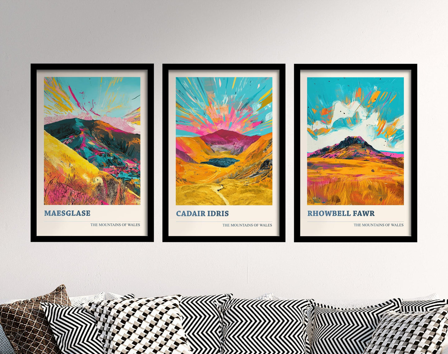 The Cadair Idris Collection V2 - Set of Three Welsh Mountain Art Prints - Maeglase, Rhowbell Fawr Posters - 3 Photo Painting Illustration