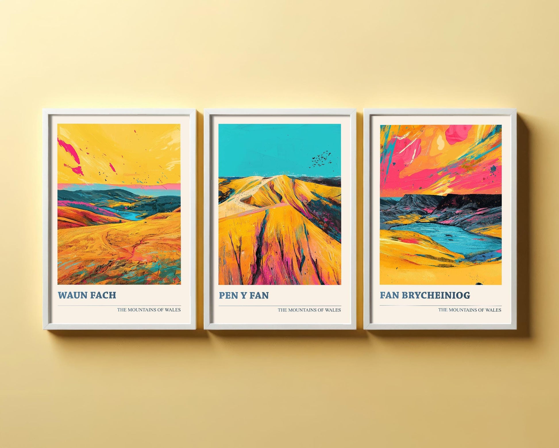 The Pen y Fan Collection V2 - Set of Three Welsh Mountain Art Prints - Waun Fach, Fan Brycheiniog Posters - 3 Photo Painting Illustration