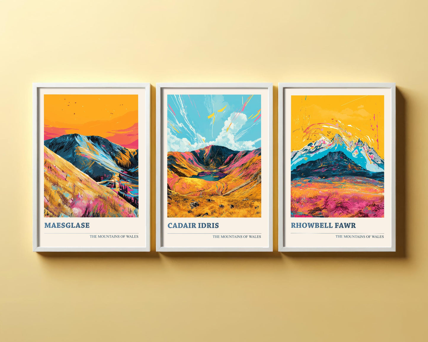 The Cadair Idris Collection V1 - Set of Three Welsh Mountain Art Prints - Maeglase, Rhowbell Fawr Posters - 3 Photo Painting Illustration