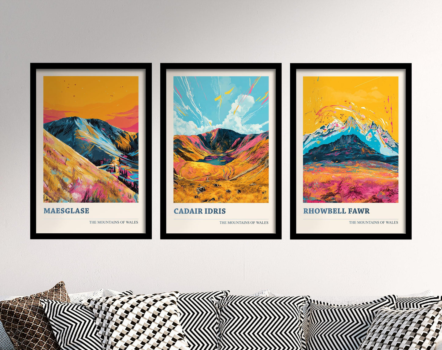 The Cadair Idris Collection V1 - Set of Three Welsh Mountain Art Prints - Maeglase, Rhowbell Fawr Posters - 3 Photo Painting Illustration