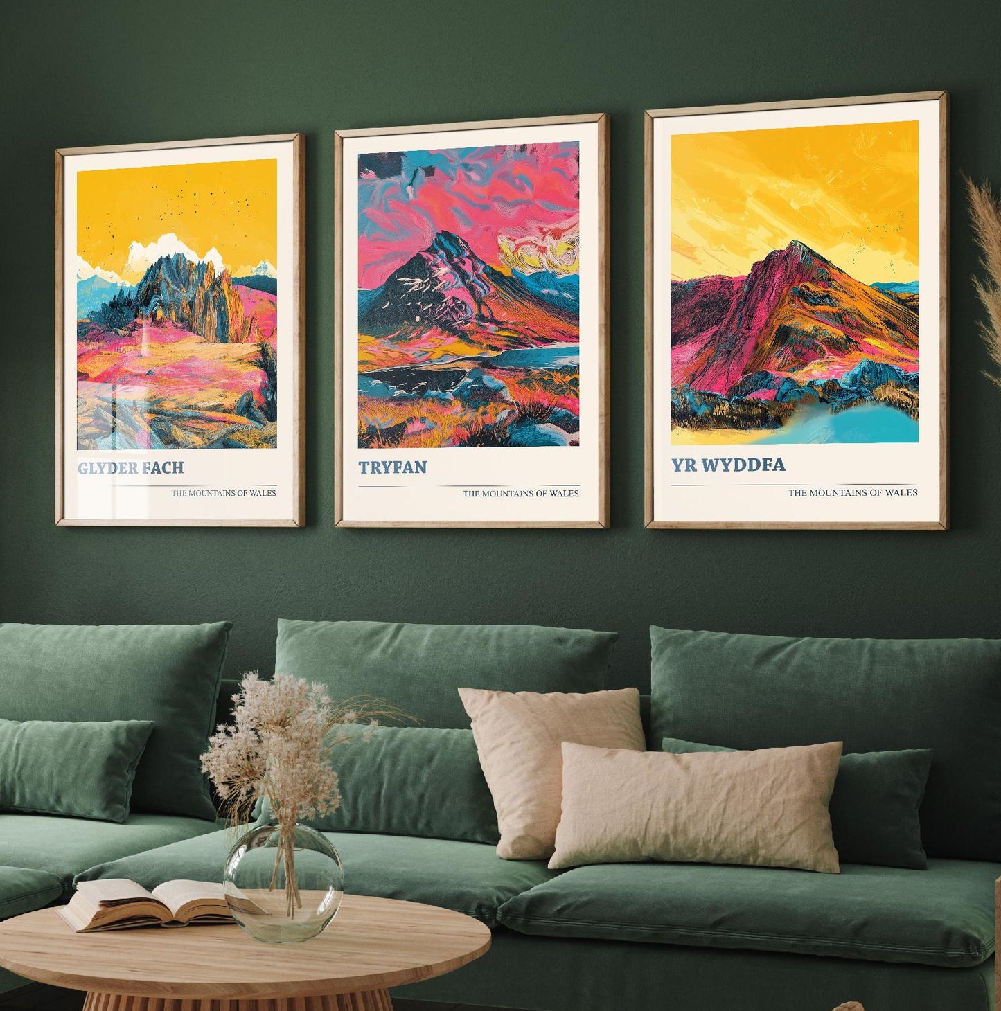 The Yr Wyddfa Collection V3 - Set of Three Welsh Mountain Art Prints - Tryfan, Glyder Fach, Snowdon Posters - 3 Photo Painting Illustration