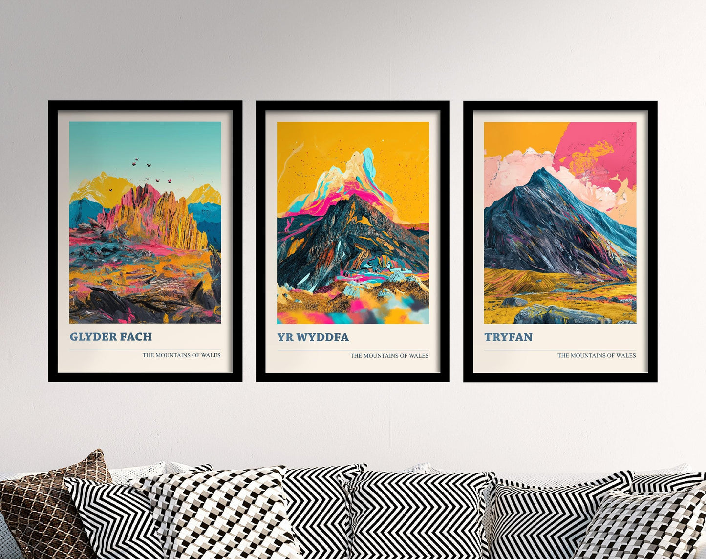 The Yr Wyddfa Collection V1 - Set of Three Welsh Mountain Art Prints - Tryfan, Glyder Fach, Snowdon Posters - 3 Photo Painting Illustration