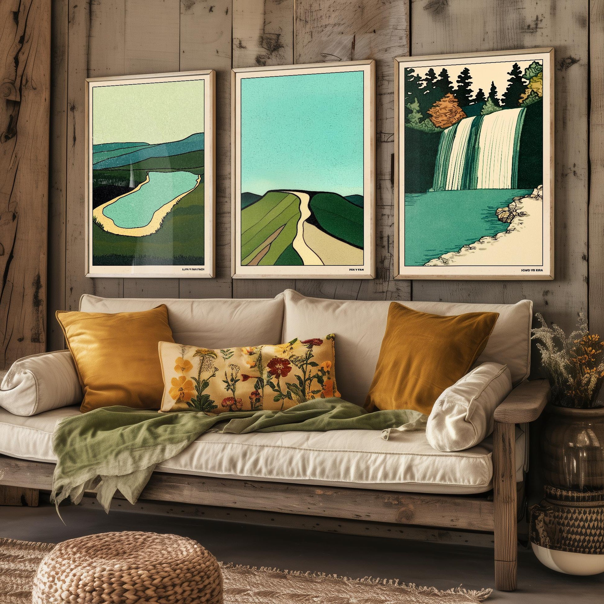 The Brecon Beacons Collection - Set of Three Welsh Art Prints - Llyn y Fan Fach, Pen y Fan & Sgwd Yr Eira Posters - 3 Photo Painting Wales