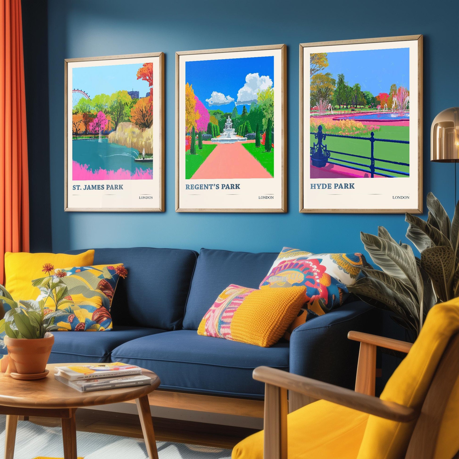 Parks of London - Set of Three Art Prints - St James, Regent's and Hyde Park Posters - 3 Photo Painting Illustration Gift Central