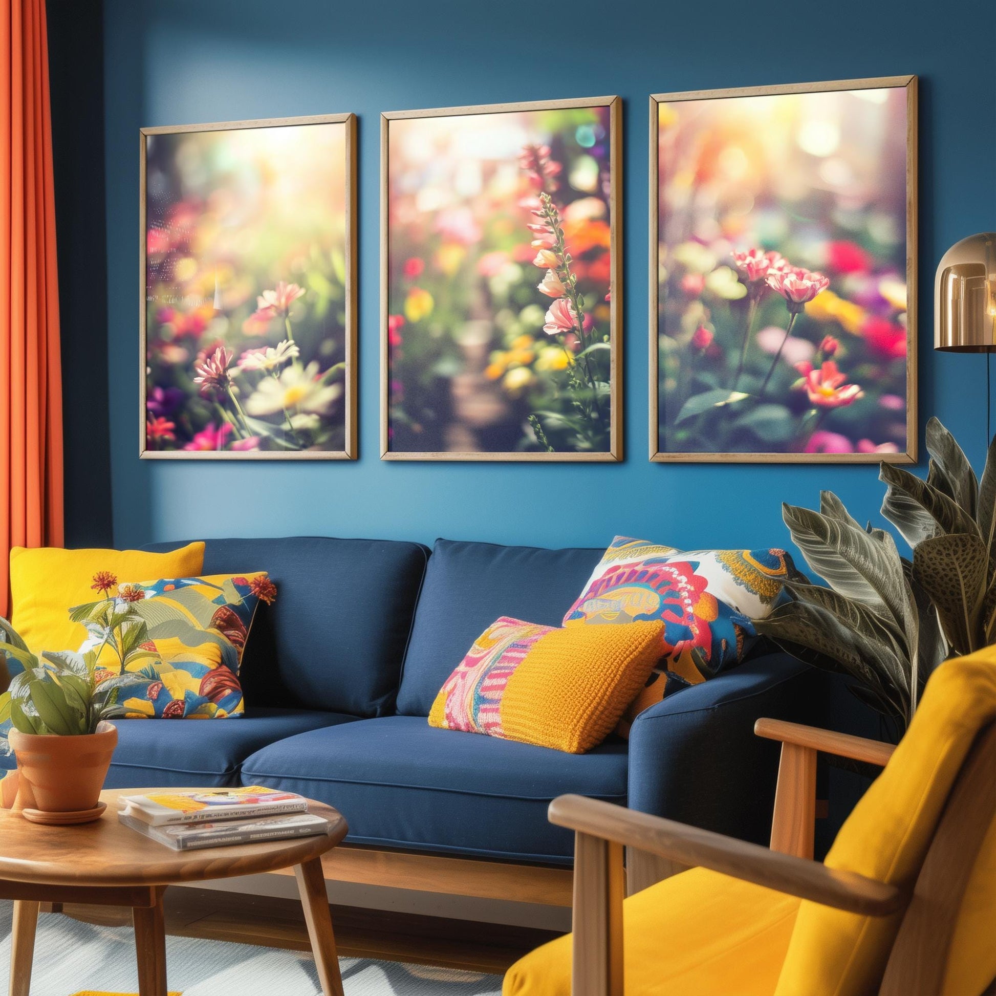 Blurry Flower Garden Photographs - Set of Three Art Prints - Colourful Floral Posters - Muted Photo Décor - Art Paintings 3 Wildflowers