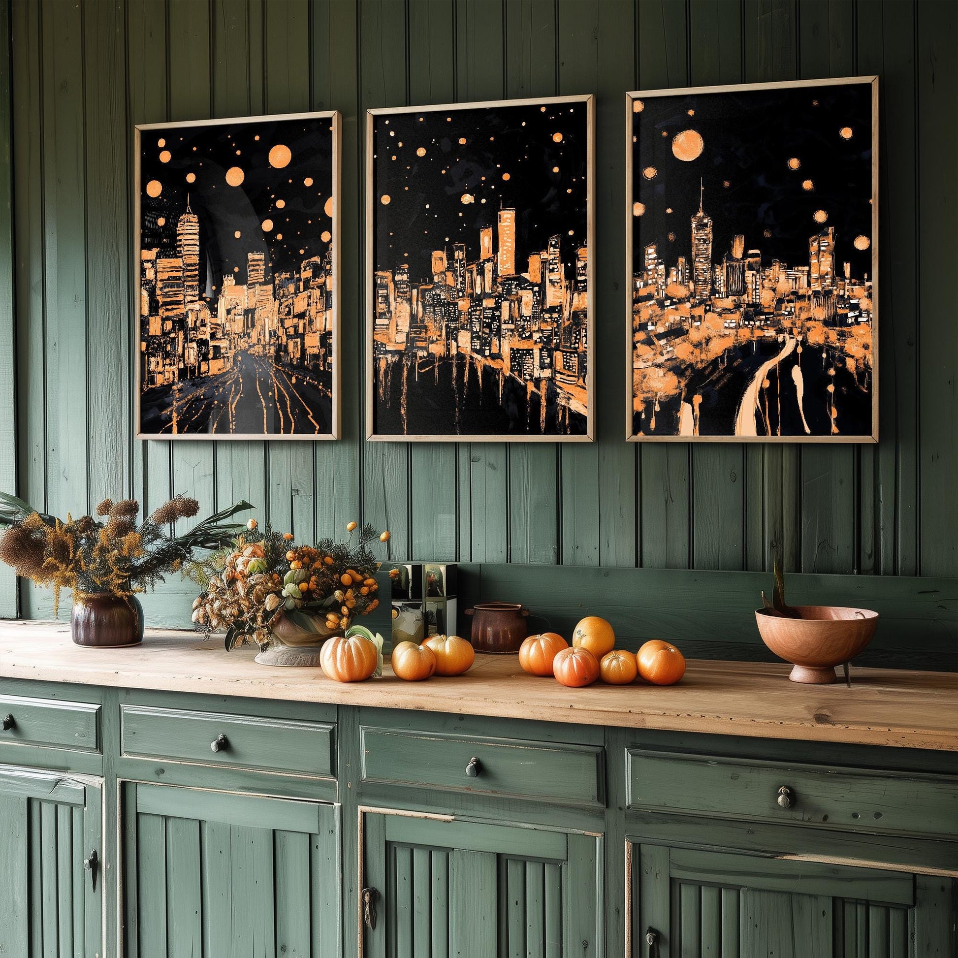 Swansea, Cardiff & Wrexham at Midnight - Set of Three Travel Posters - Illustrations 3 Art Prints Painting Gift Photo Wales Lights Welsh