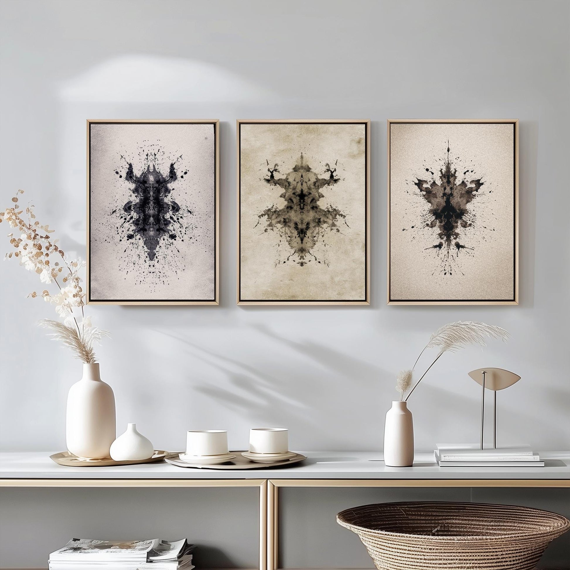 Rorschach Inkblot Set of Three Art Prints - Creepy Crawlie - 3 Psychology Student Paintings - Photo Poster Wall Art Gift Giclée Museum