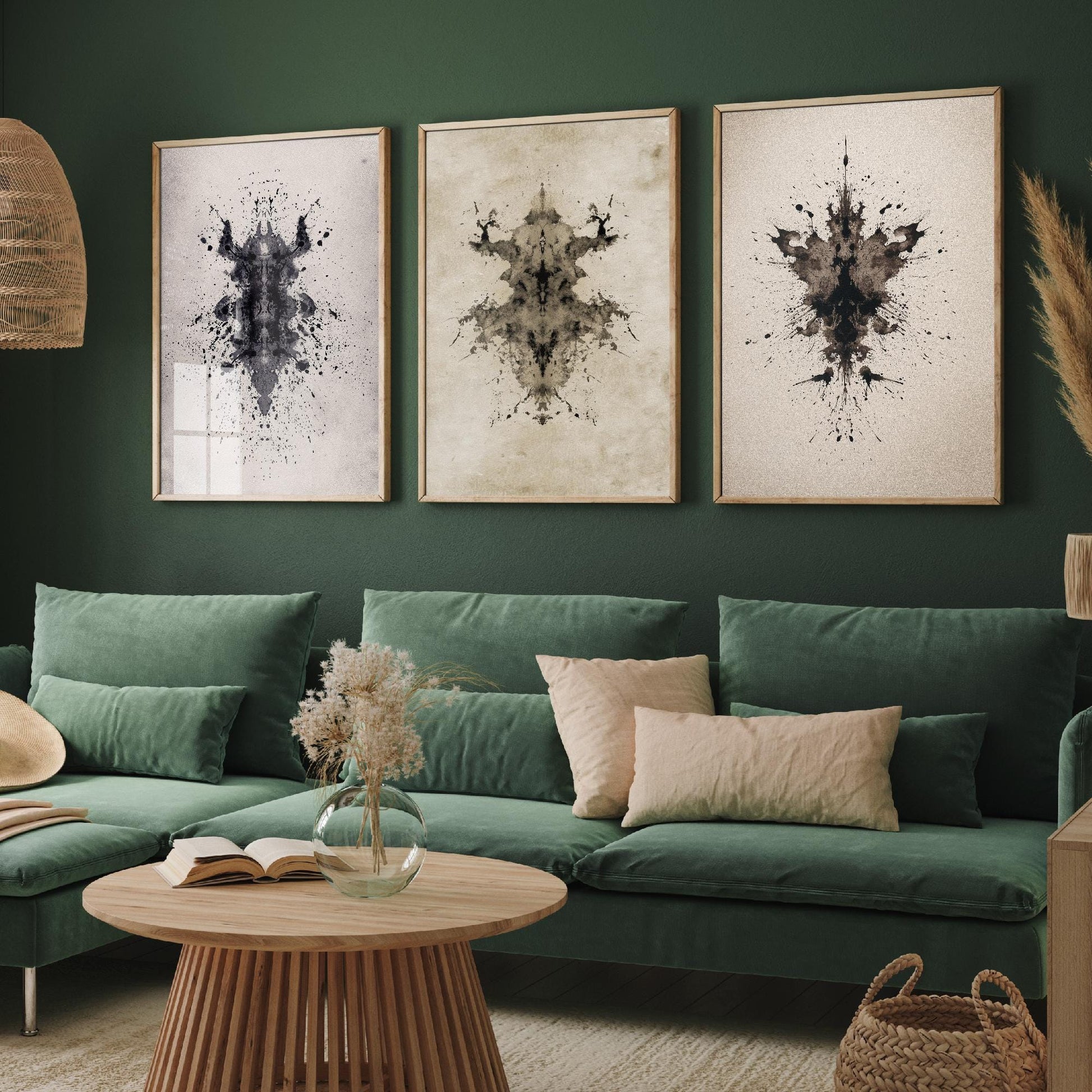 Rorschach Inkblot Set of Three Art Prints - Creepy Crawlie - 3 Psychology Student Paintings - Photo Poster Wall Art Gift Giclée Museum