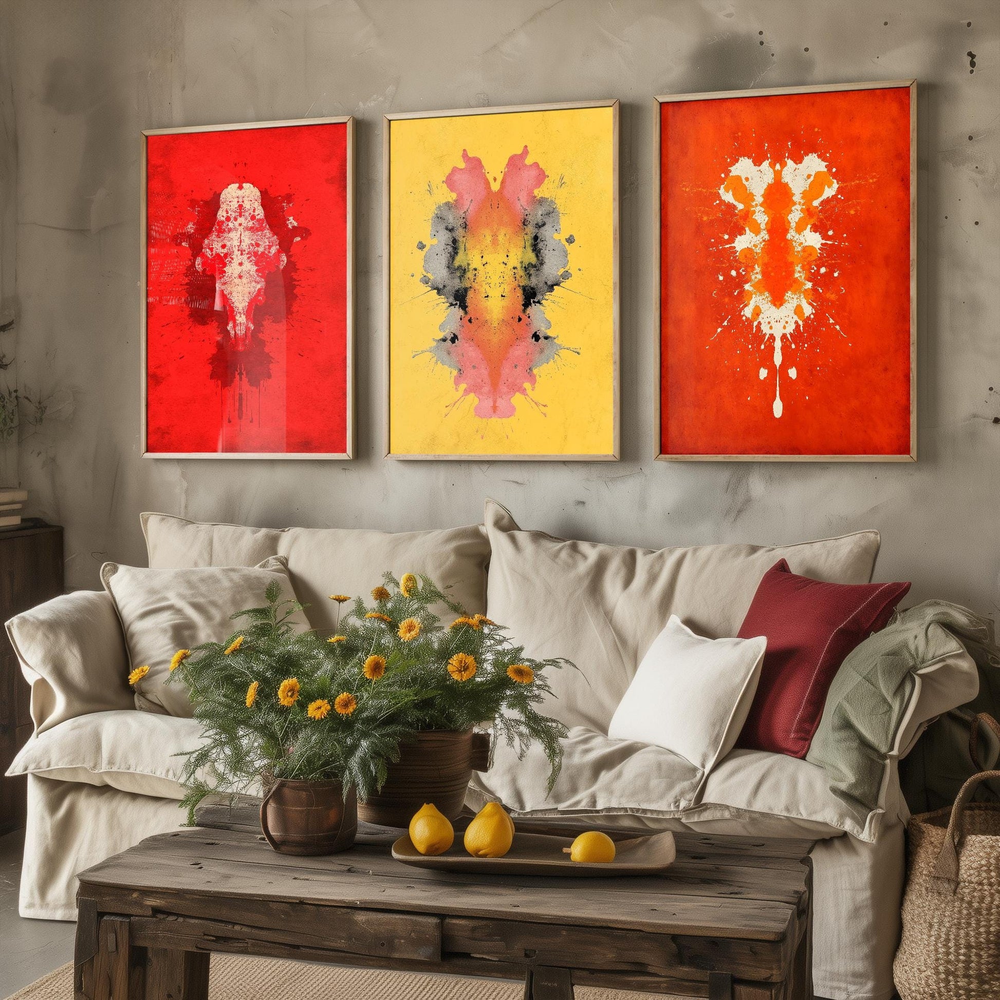 Rorschach Inkblot Set of Three Art Prints - Boldest Brightest - 3 Psychology Student Paintings - Photo Poster Wall Art Gift Giclée Museum