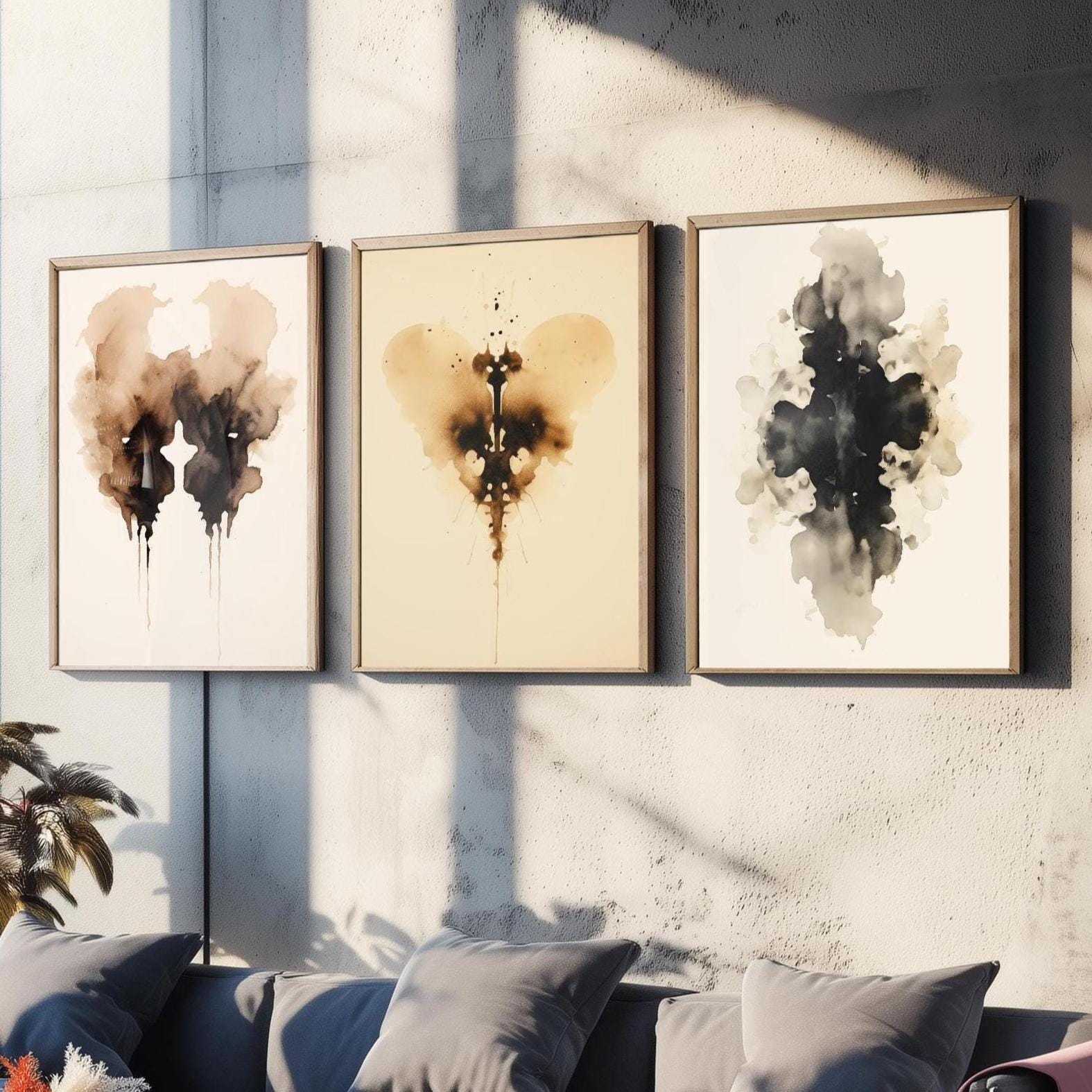 Rorschach Inkblot Splats Set of Three Art Prints - 3 Psychology Student Paintings - Photo Poster Wall Art Gift Giclée Museum - Office Splatt