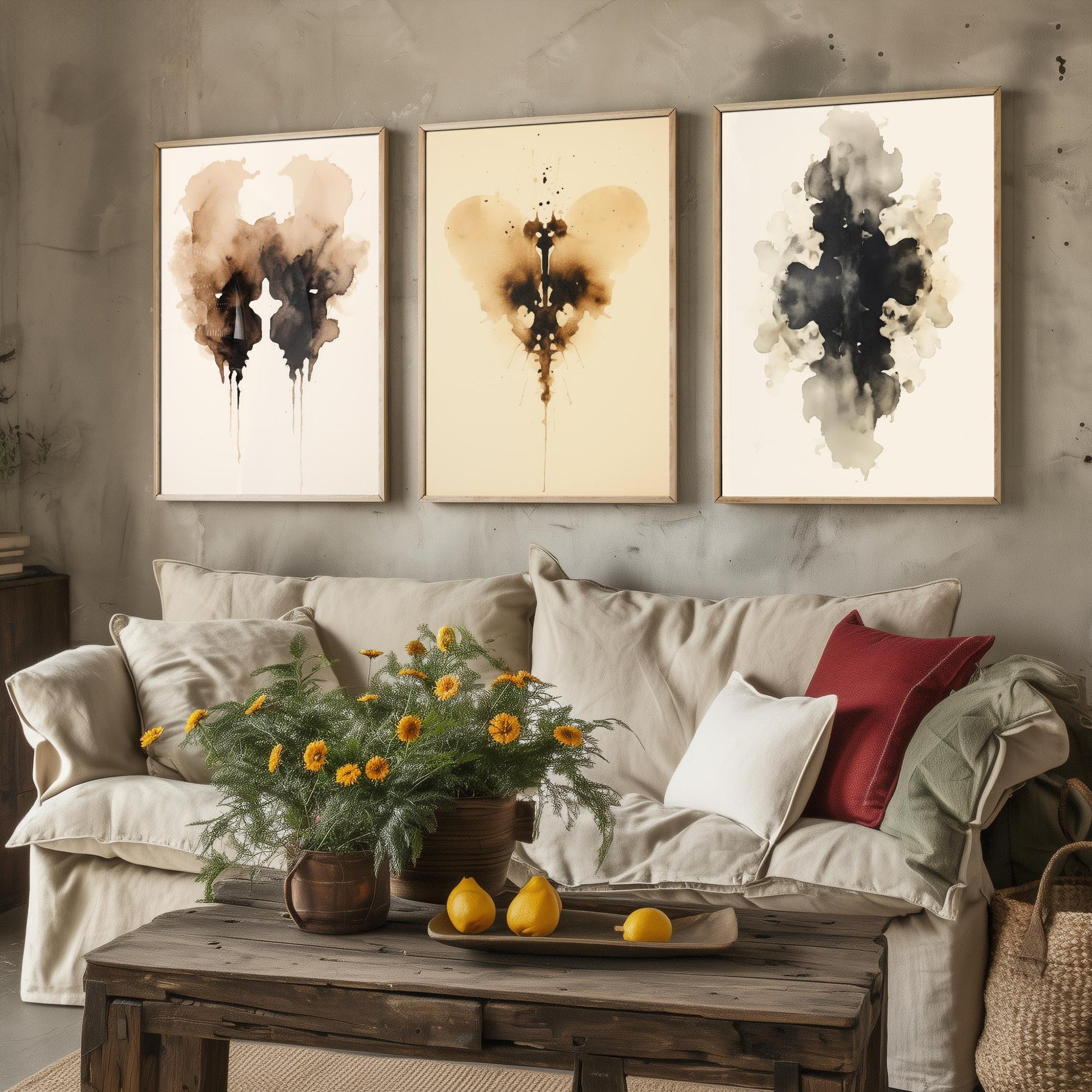 Rorschach Inkblot Splats Set of Three Art Prints - 3 Psychology Student Paintings - Photo Poster Wall Art Gift Giclée Museum - Office Splatt