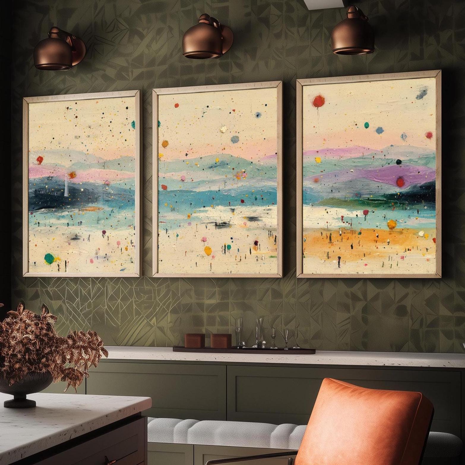 Maya Bay Beach in Koh Phi Phi Thailand Travel Triptych Posters - 3 Modern Art Prints - Photo Painting Illustration Gift Map Thai Island