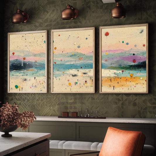 Maya Bay Beach in Koh Phi Phi Thailand Travel Triptych Posters - 3 Modern Art Prints - Photo Painting Illustration Gift Map Thai Island