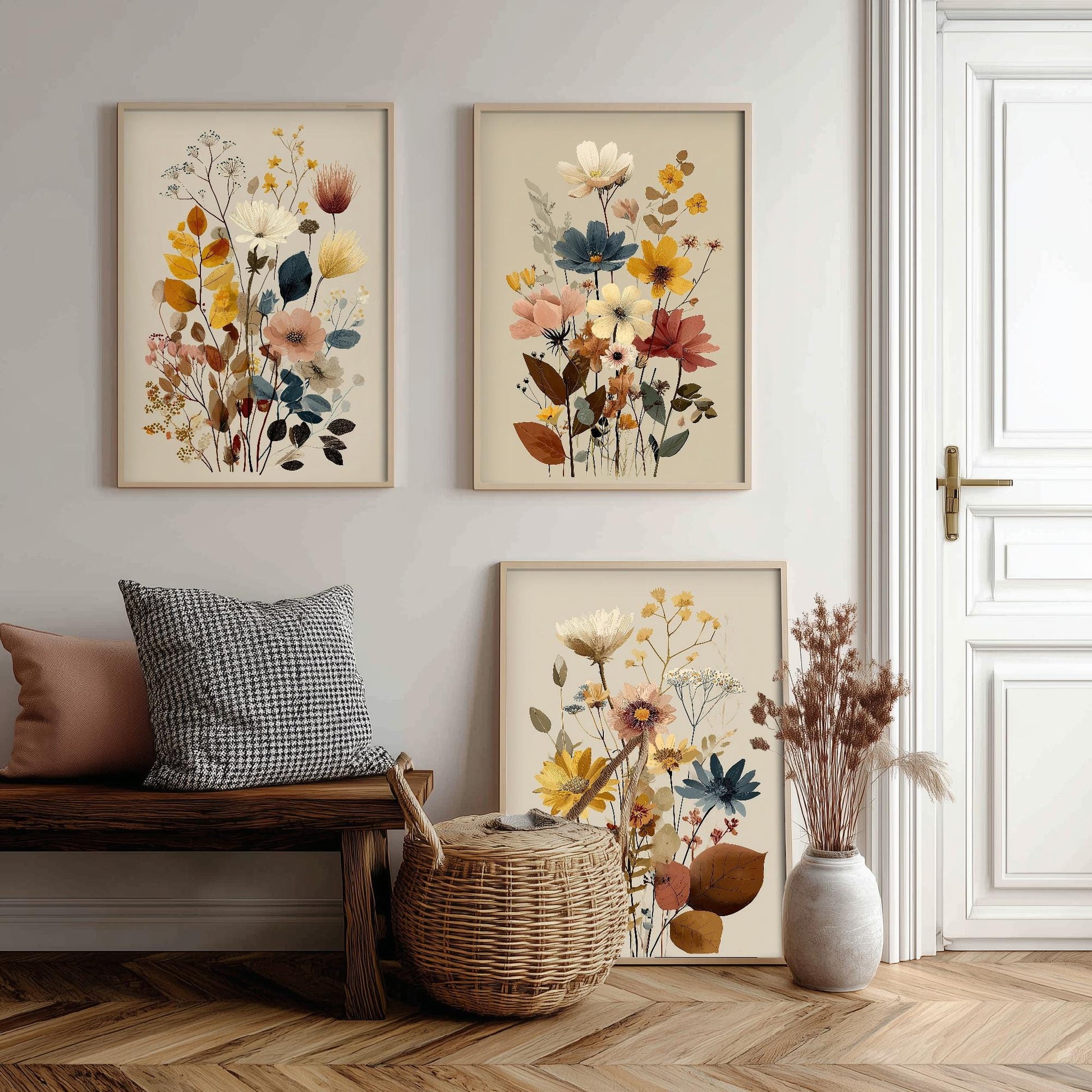 Set of Three Vintage Flower Prints V11 - Set of 3 Floral Plants - Paintings Photo Poster Wall Art Gift Museum Giclee Bouquet Botanical
