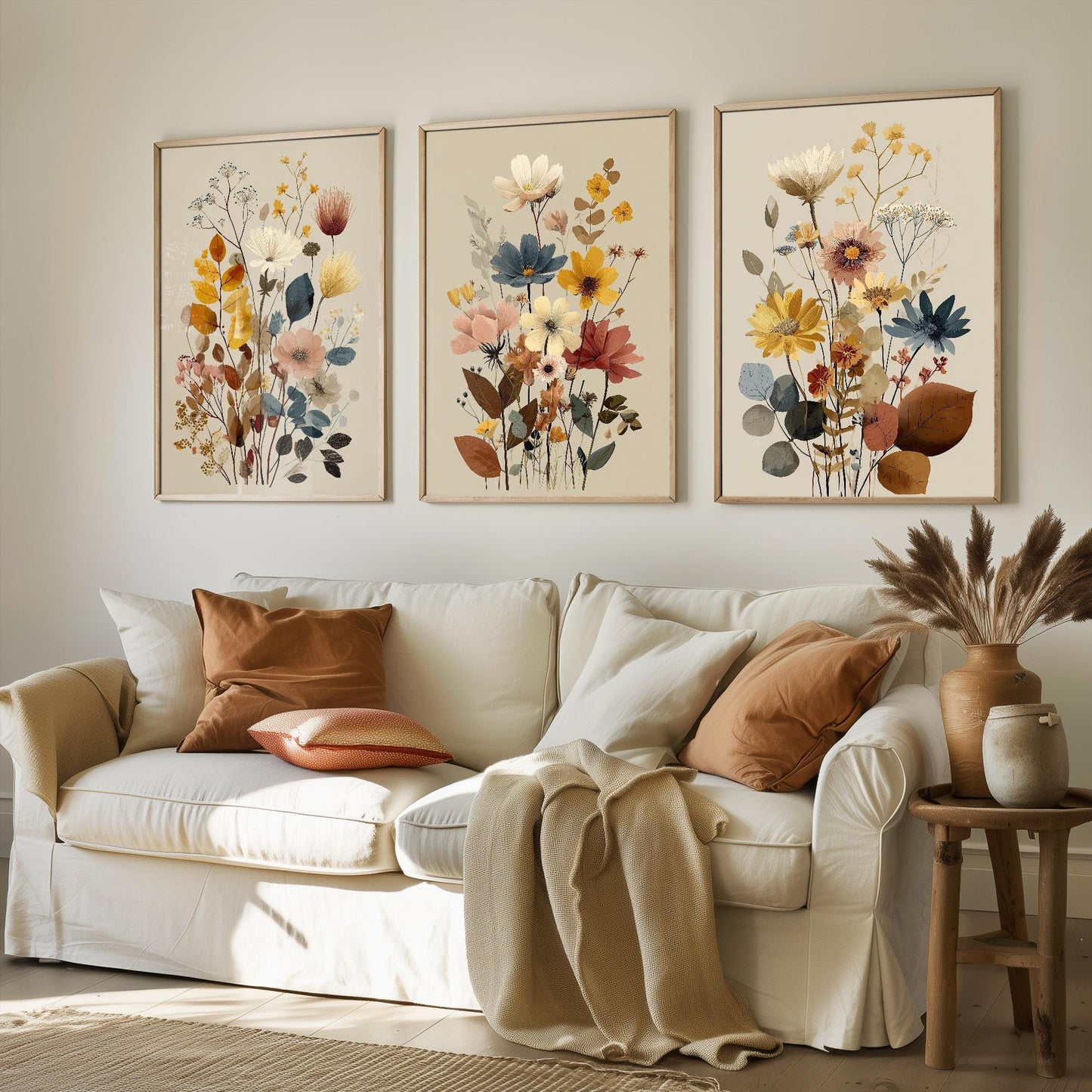 Set of Three Vintage Flower Prints V11 - Set of 3 Floral Plants - Paintings Photo Poster Wall Art Gift Museum Giclee Bouquet Botanical