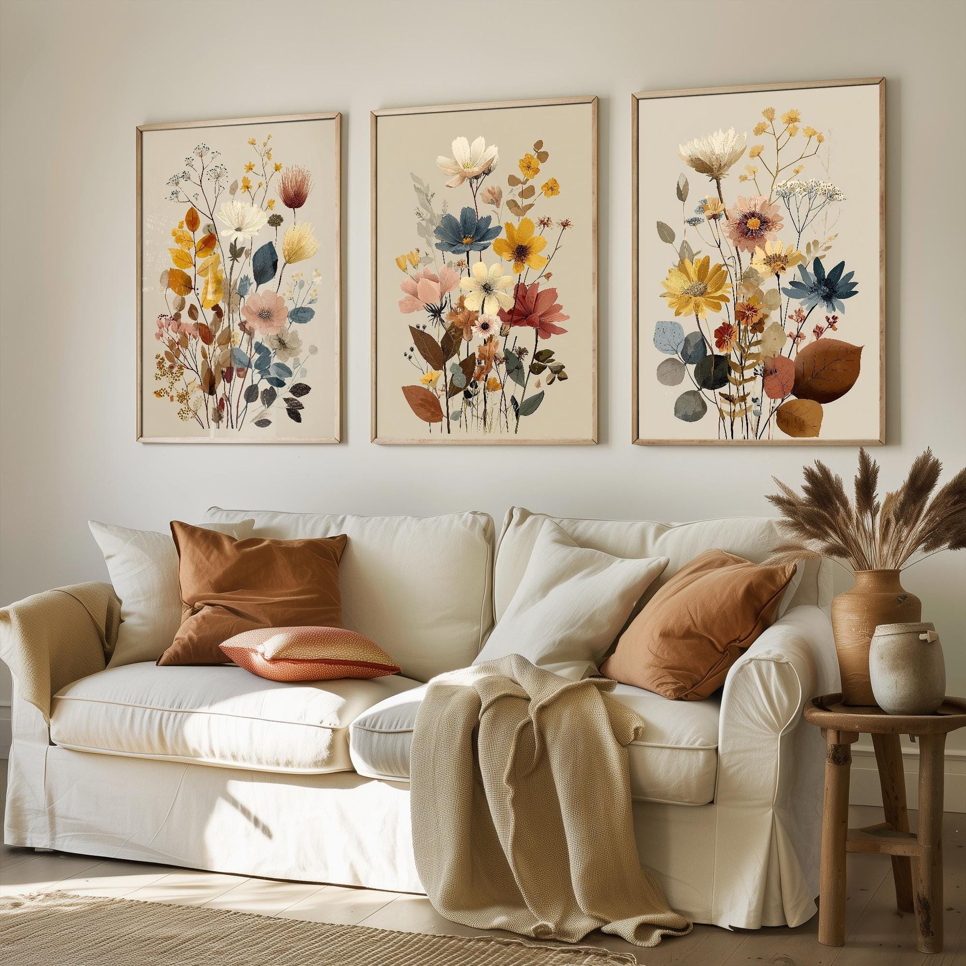 Set of Three Vintage Flower Prints V11 - Set of 3 Floral Plants - Paintings Photo Poster Wall Art Gift Museum Giclee Bouquet Botanical