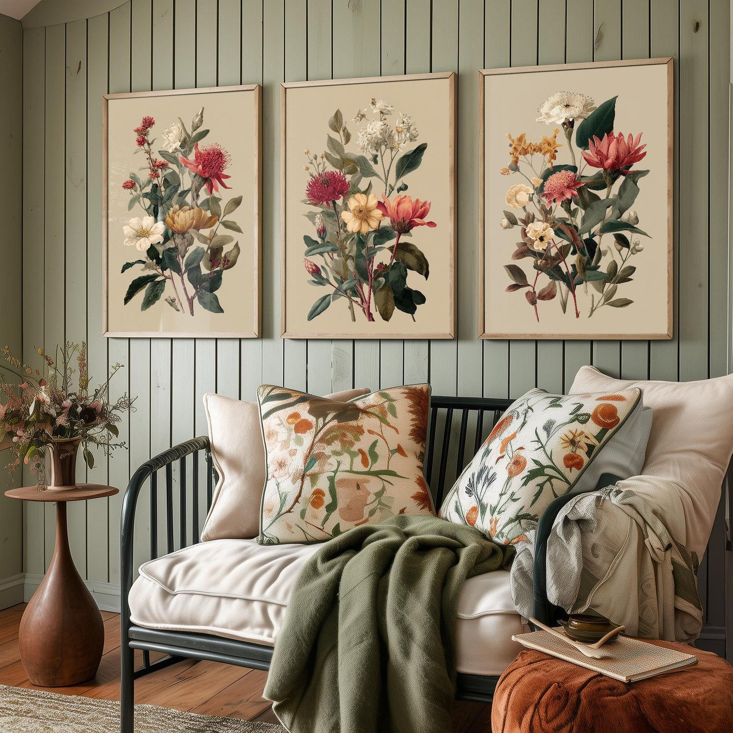 Set of Three Vintage Flower Prints V12 - Set of 3 Floral Plants - Paintings Photo Poster Wall Art Gift Museum Giclee Detailed Oil Botanical