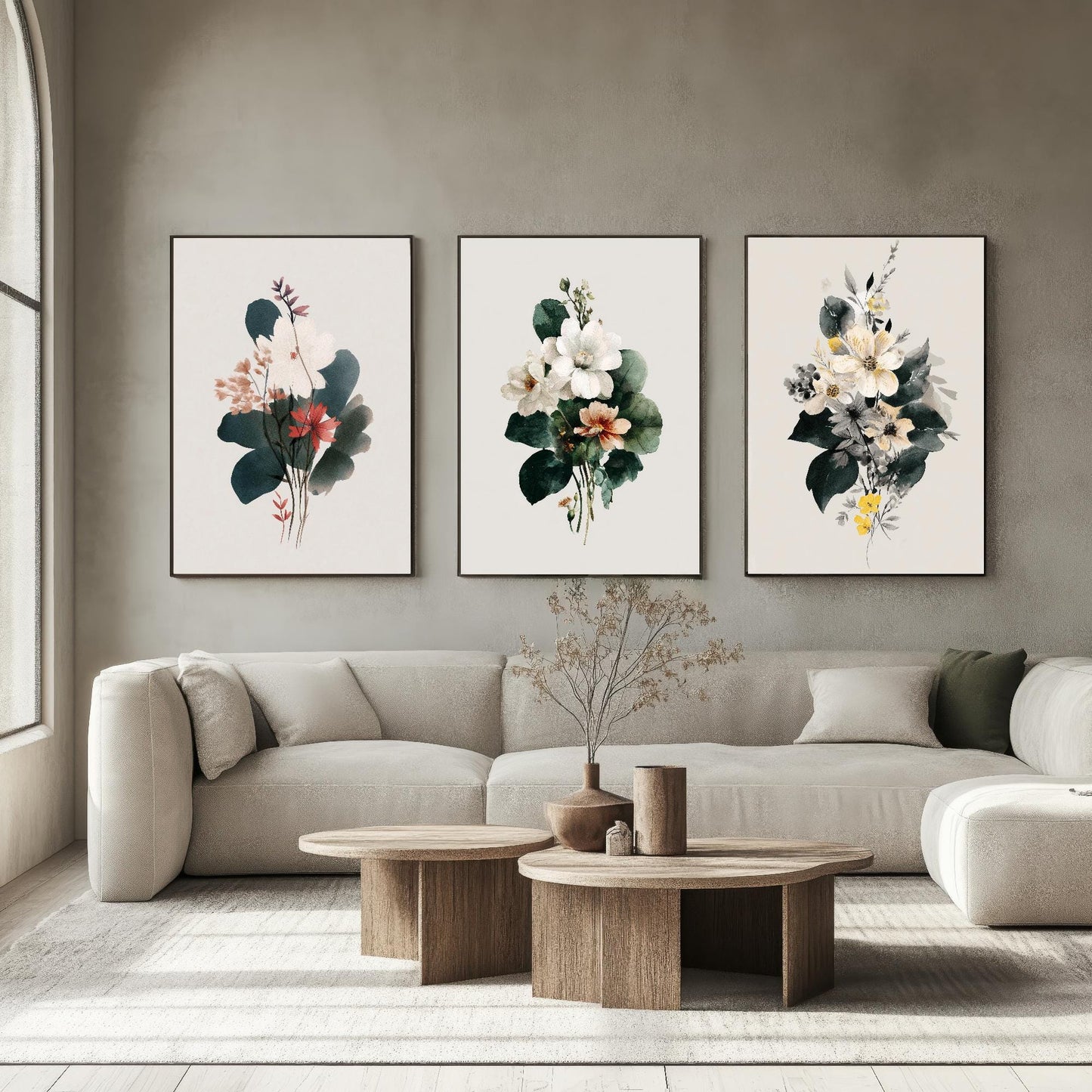 Set of Three Vintage Flower Prints V14 - Set of 3 Floral Plants - Paintings Photo Poster Wall Art Gift Museum Giclee Watercolour Botanical