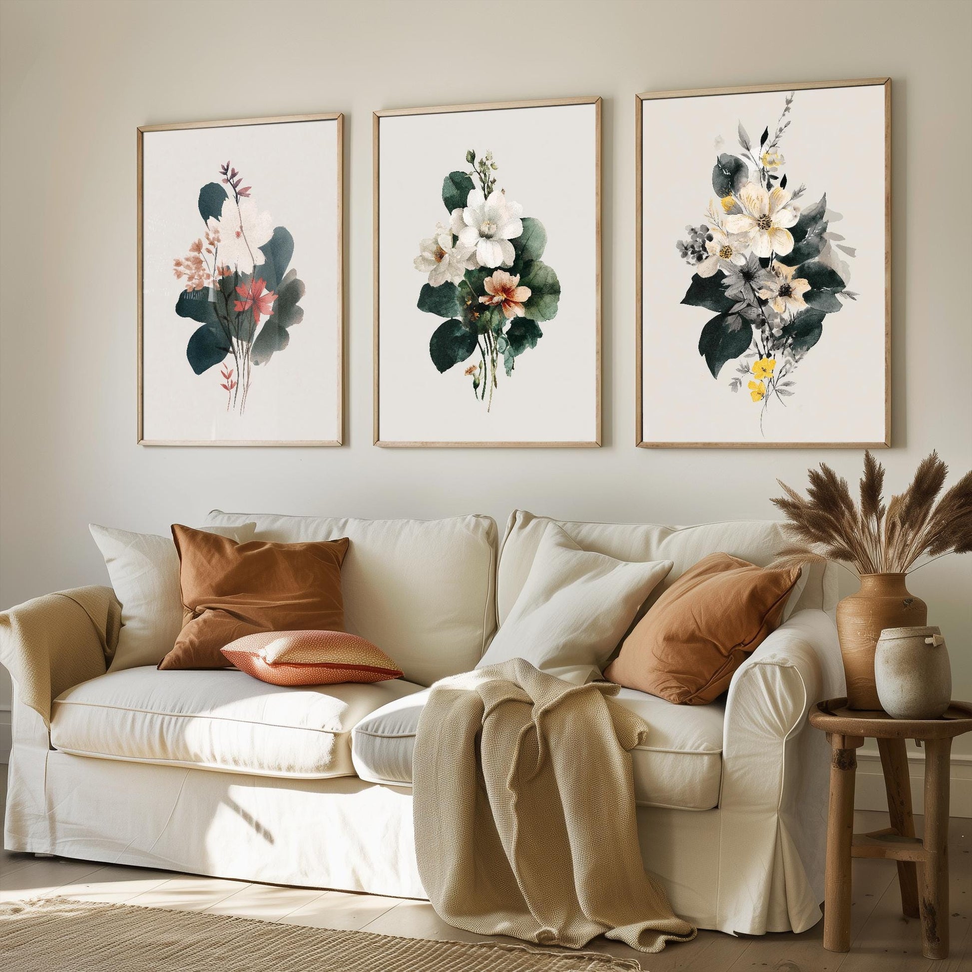 Set of Three Vintage Flower Prints V14 - Set of 3 Floral Plants - Paintings Photo Poster Wall Art Gift Museum Giclee Watercolour Botanical